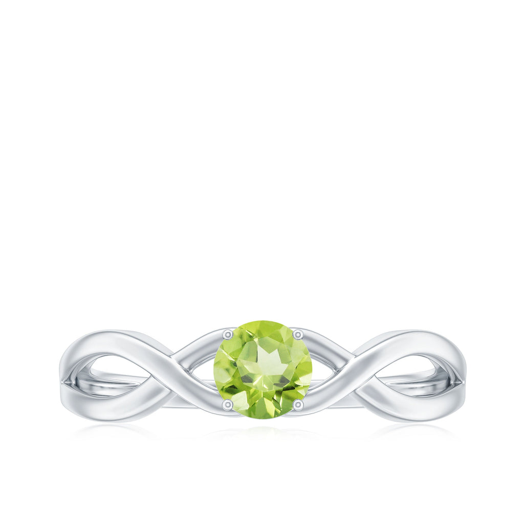 Natural Half Carat Peridot Promise Ring with Crossover Shank