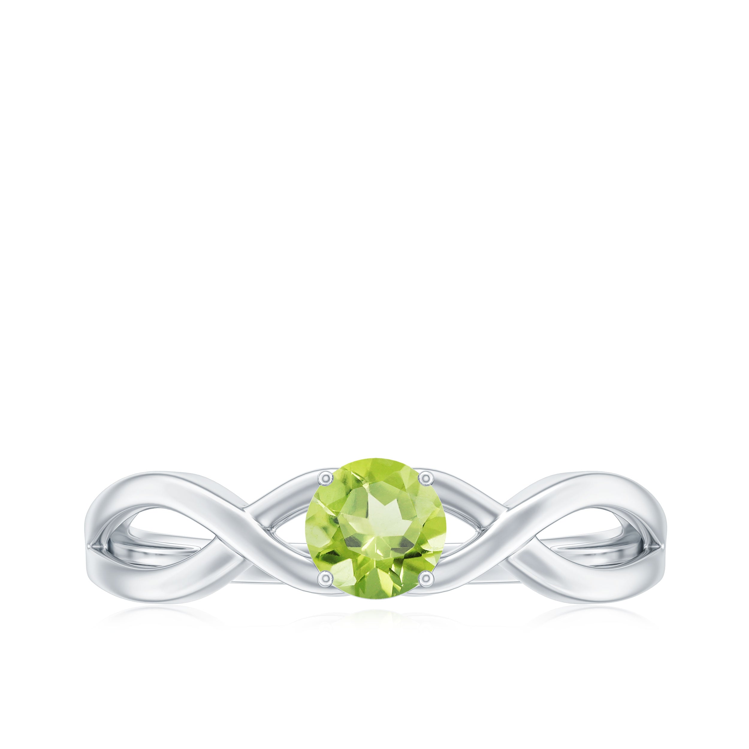 Natural Half Carat Peridot Promise Ring with Crossover Shank
