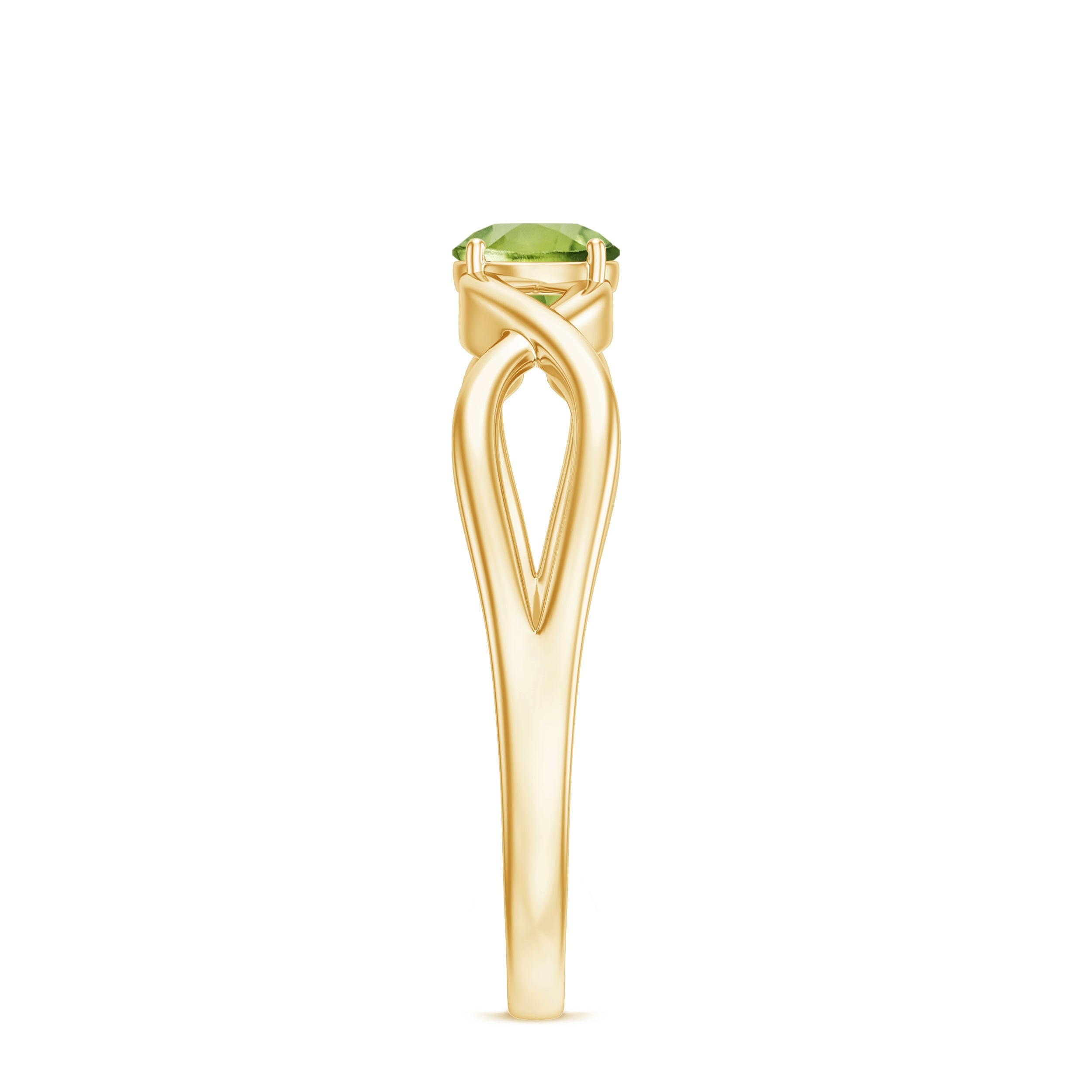 Natural Half Carat Peridot Promise Ring with Crossover Shank