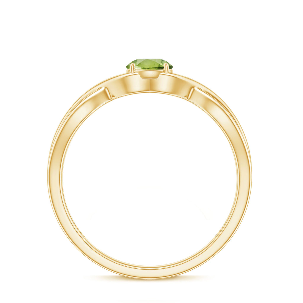 Natural Half Carat Peridot Promise Ring with Crossover Shank