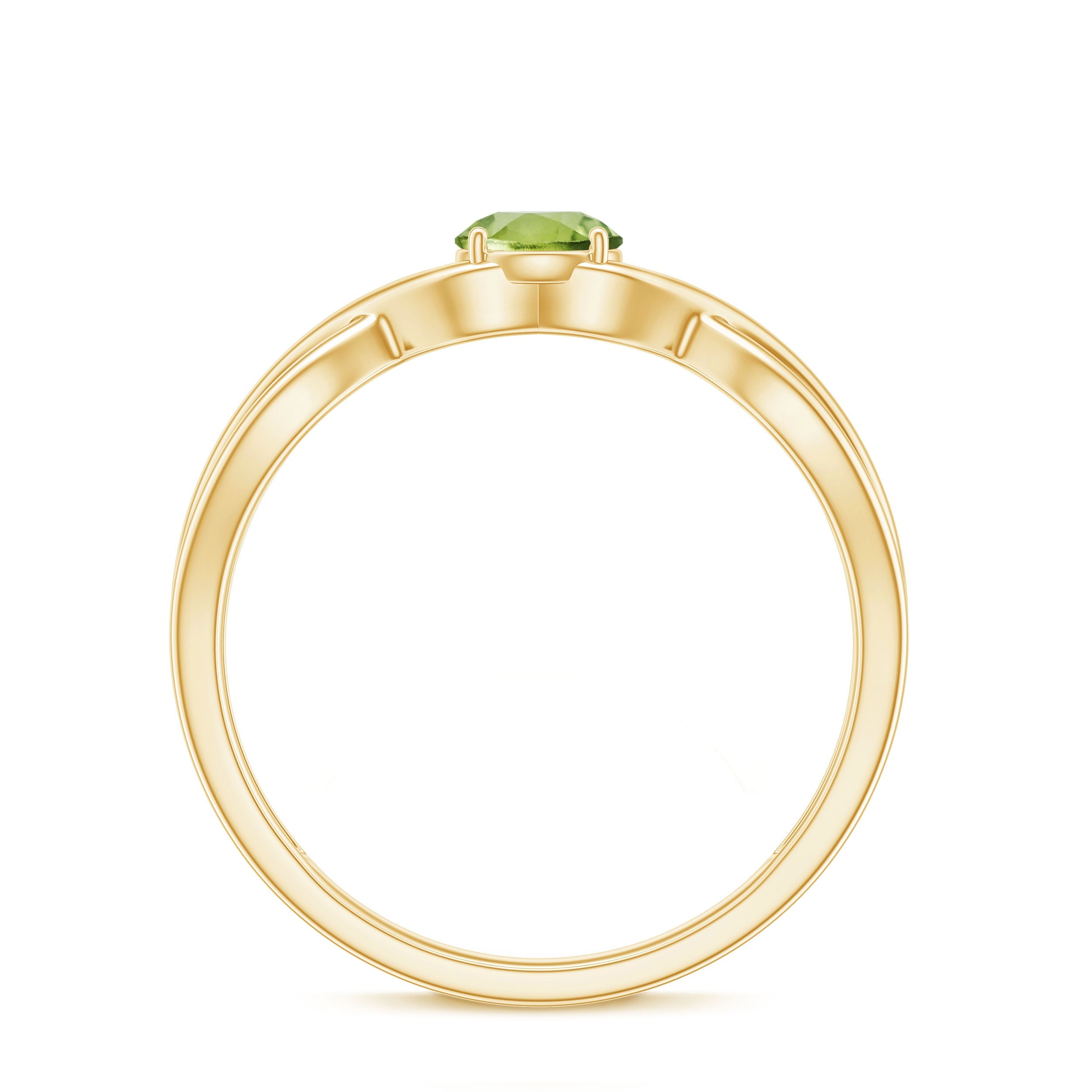 Natural Half Carat Peridot Promise Ring with Crossover Shank
