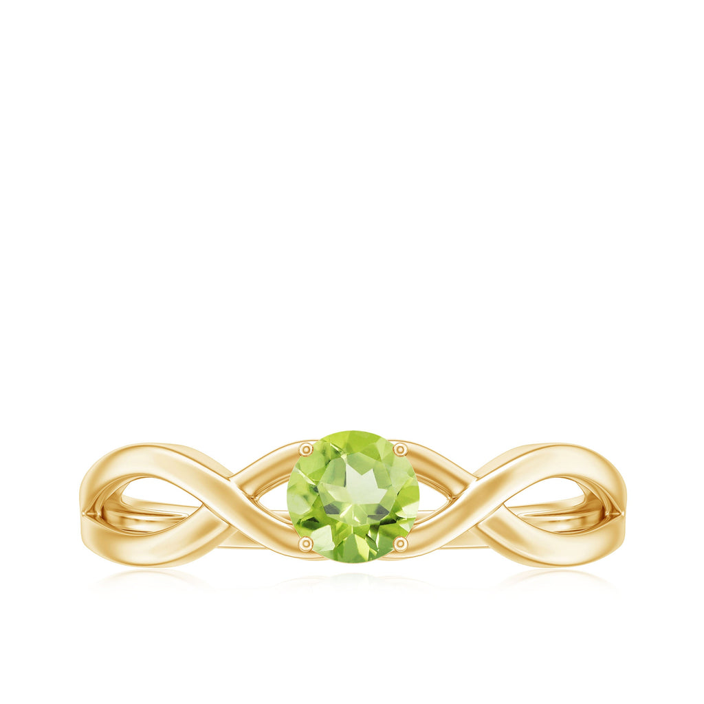 Natural Half Carat Peridot Promise Ring with Crossover Shank