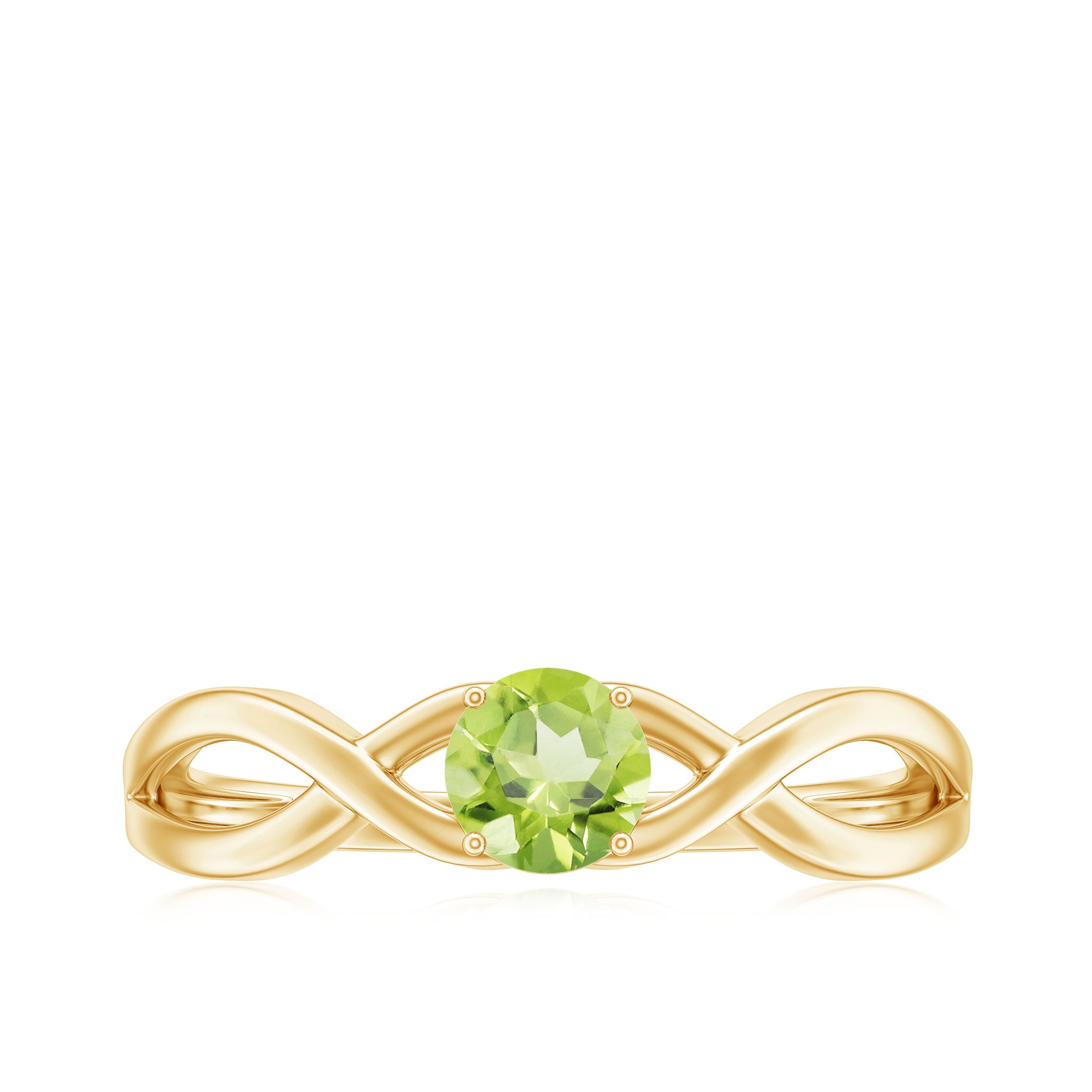 Natural Half Carat Peridot Promise Ring with Crossover Shank