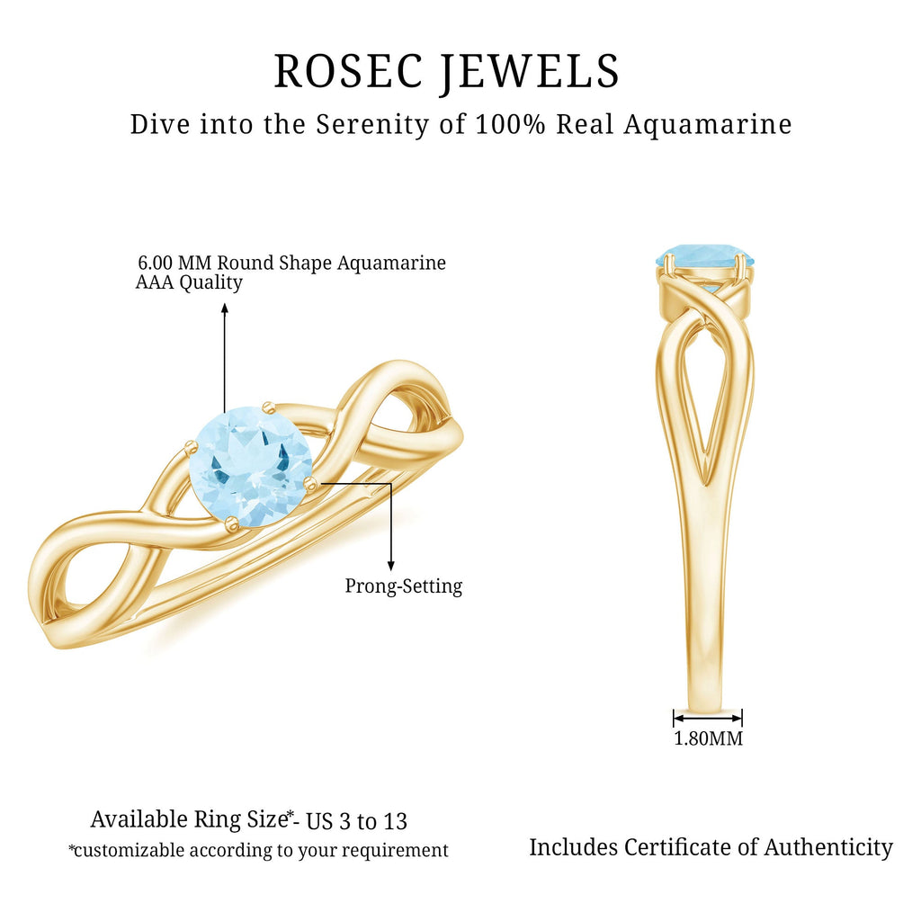 Solitaire Aquamarine Infinity Promise Ring