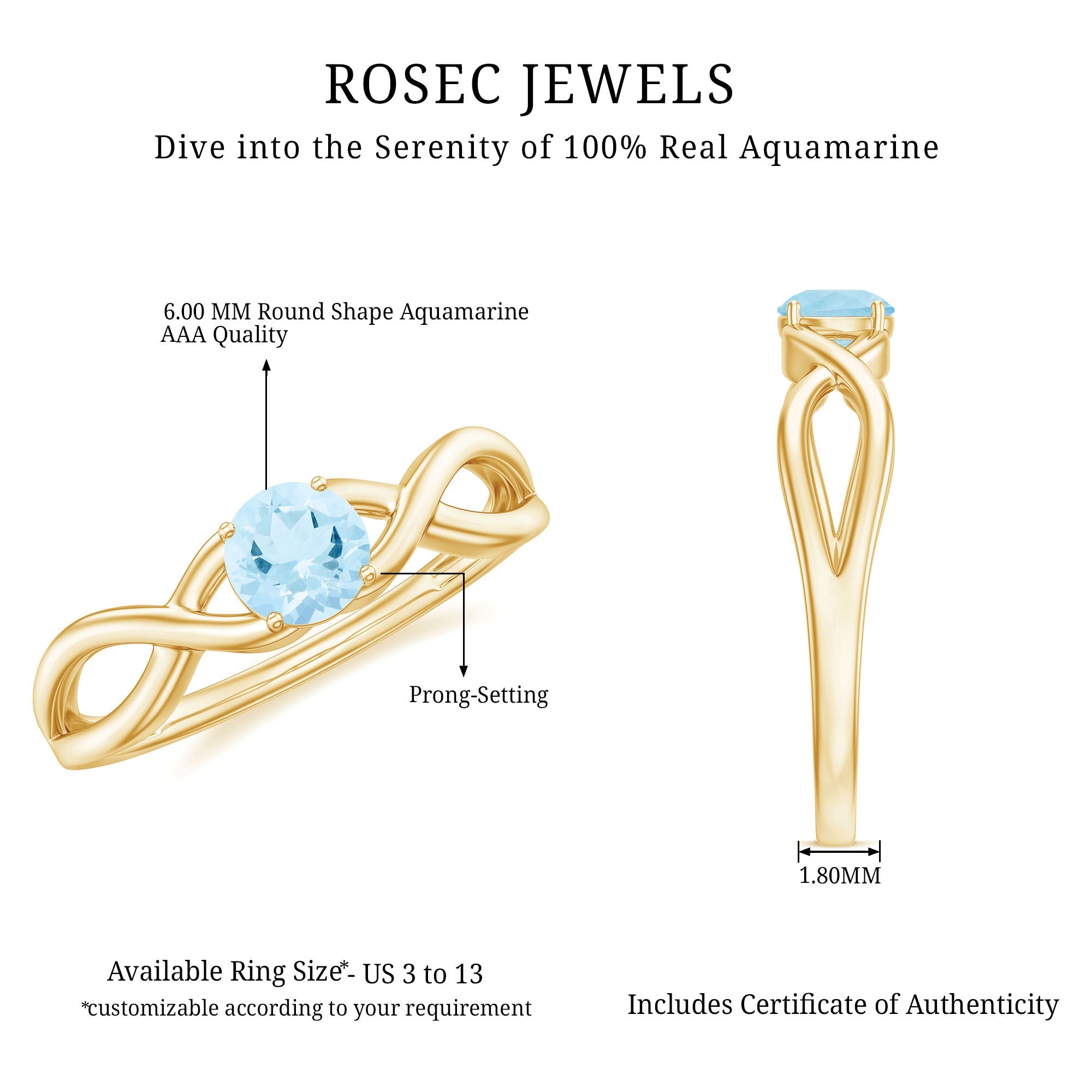 Solitaire Aquamarine Infinity Promise Ring