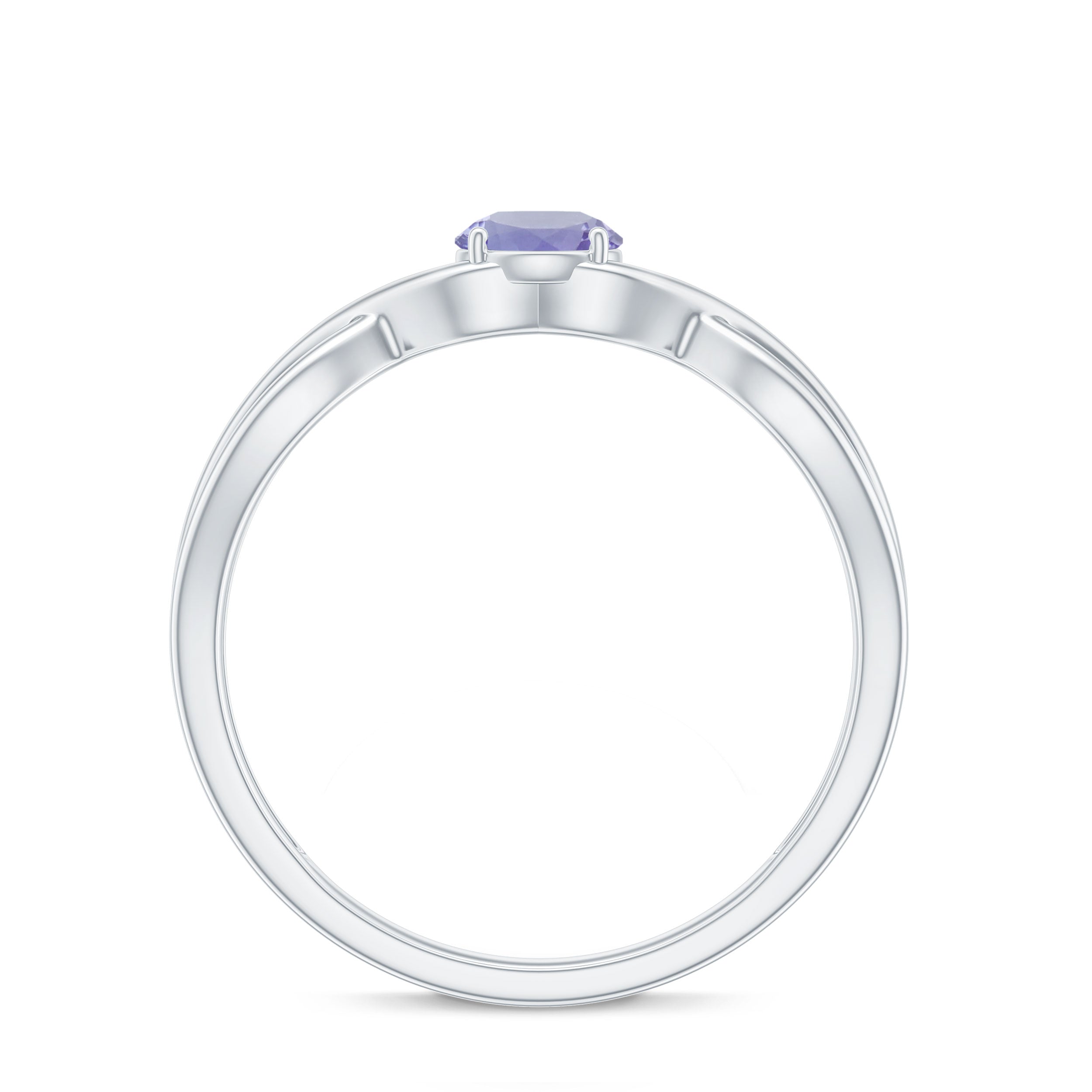 Genuine Tanzanite Promise Ring with Crossover Shank