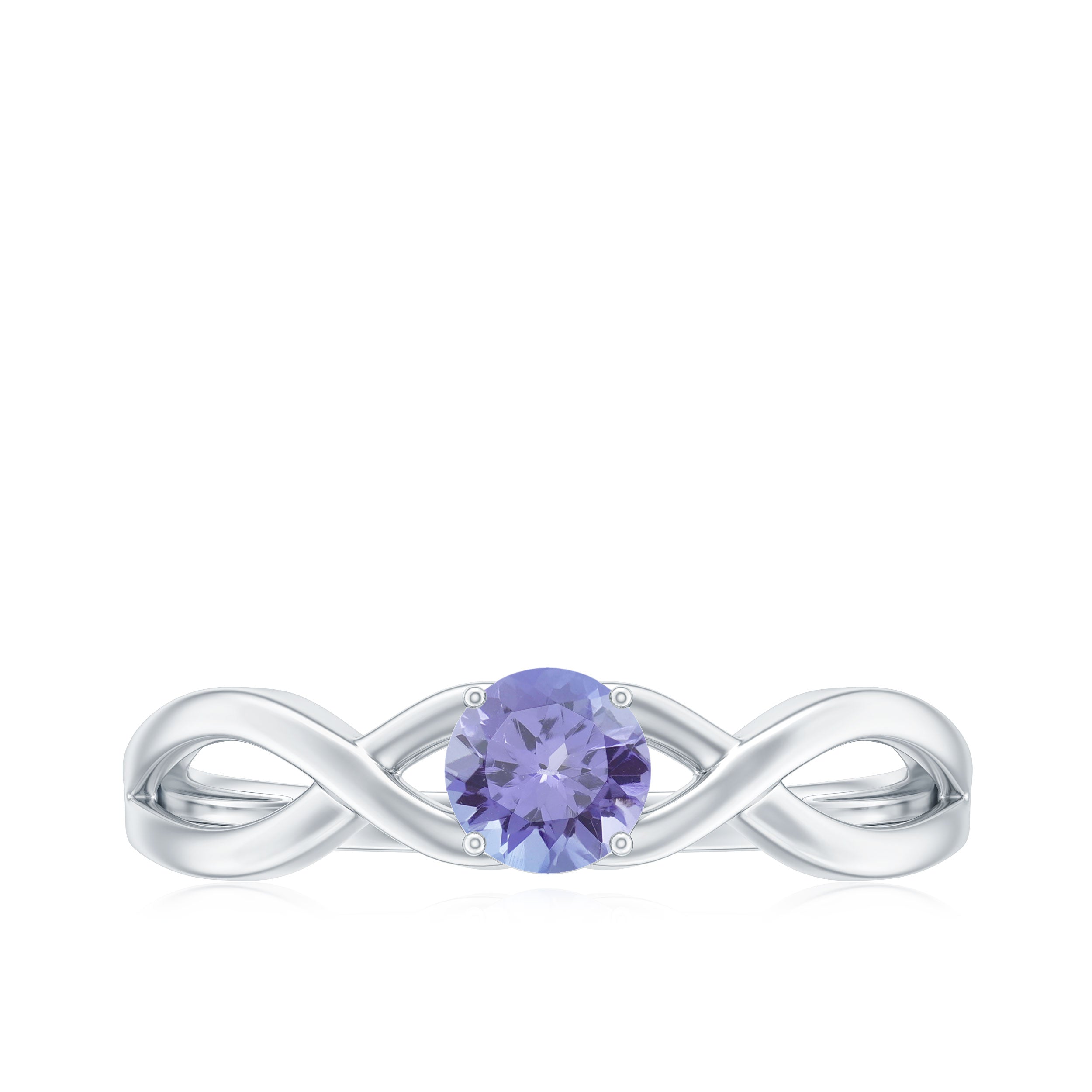 Genuine Tanzanite Promise Ring with Crossover Shank