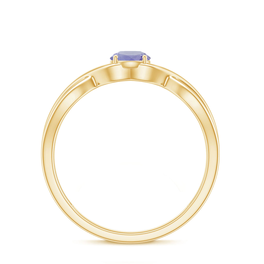 Genuine Tanzanite Promise Ring with Crossover Shank