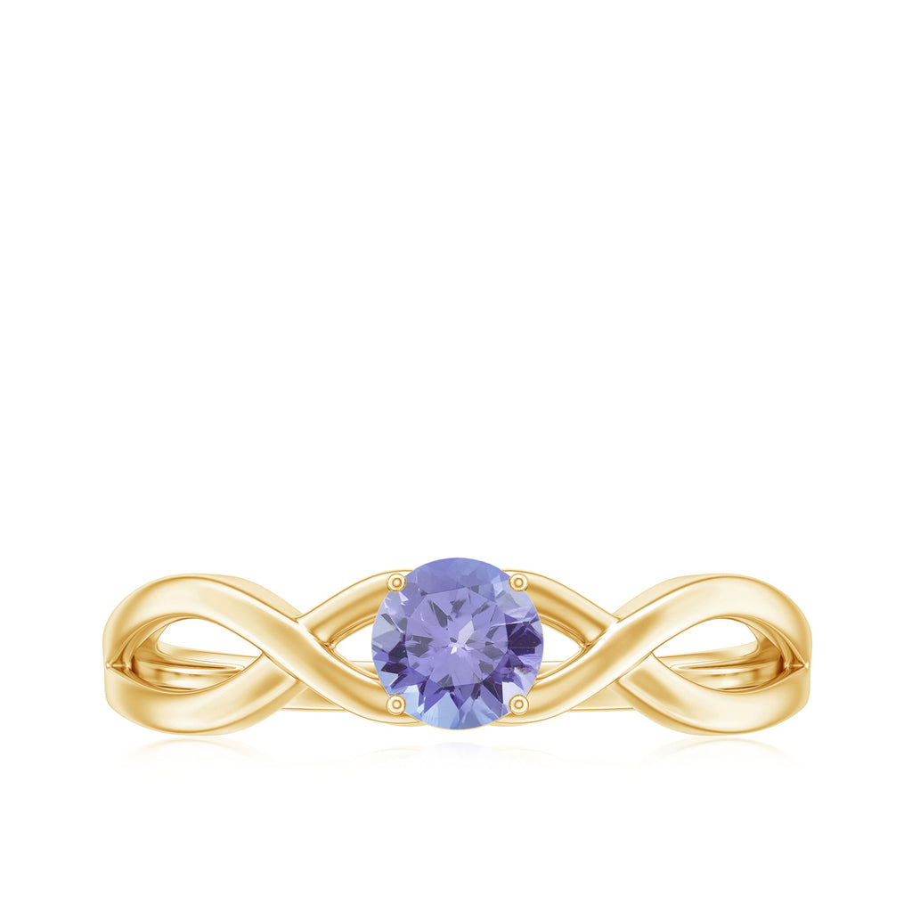 Genuine Tanzanite Promise Ring with Crossover Shank