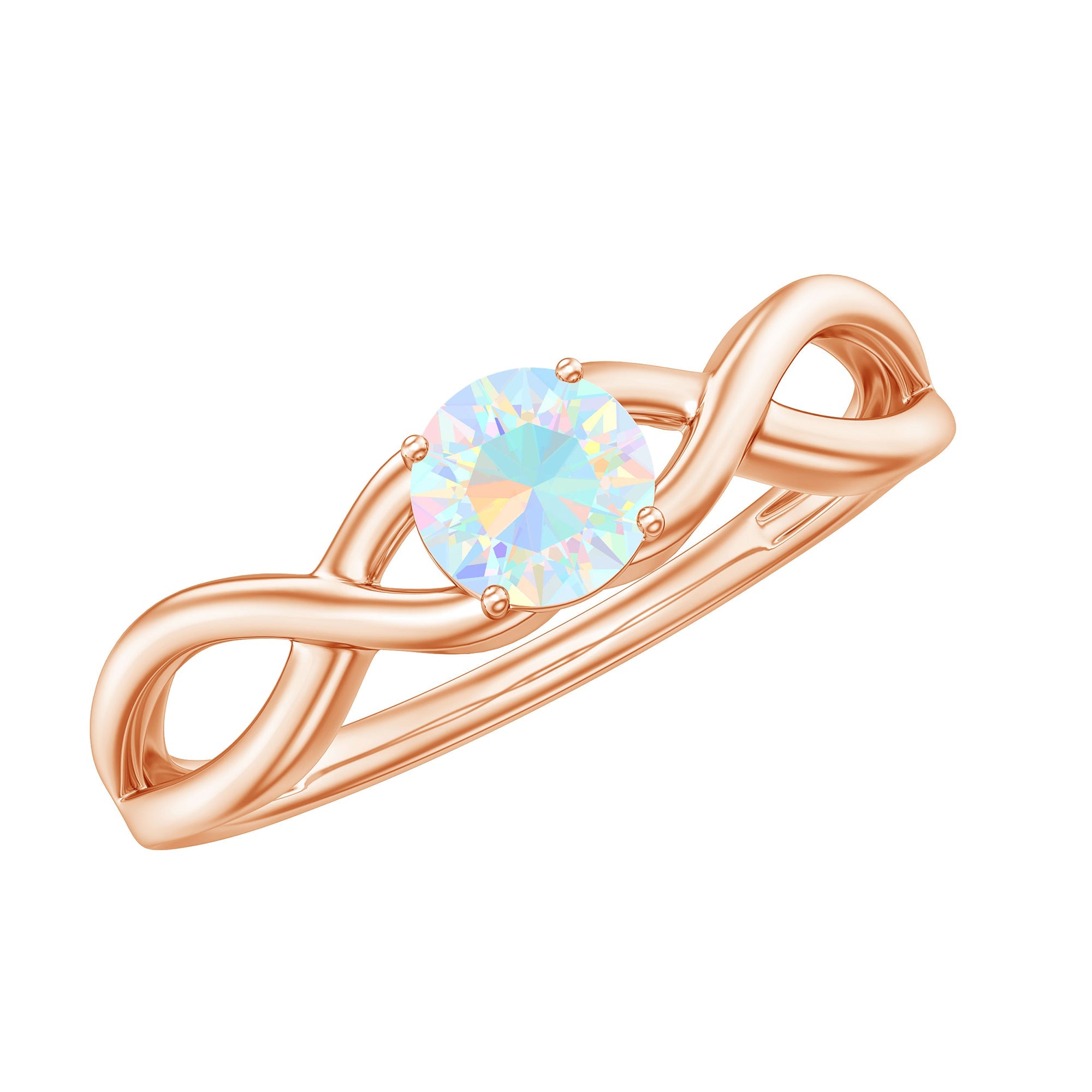Natural Ethiopian Rainbow Opal Promise Ring with Crossover Shank | Rings | Wiccan Center