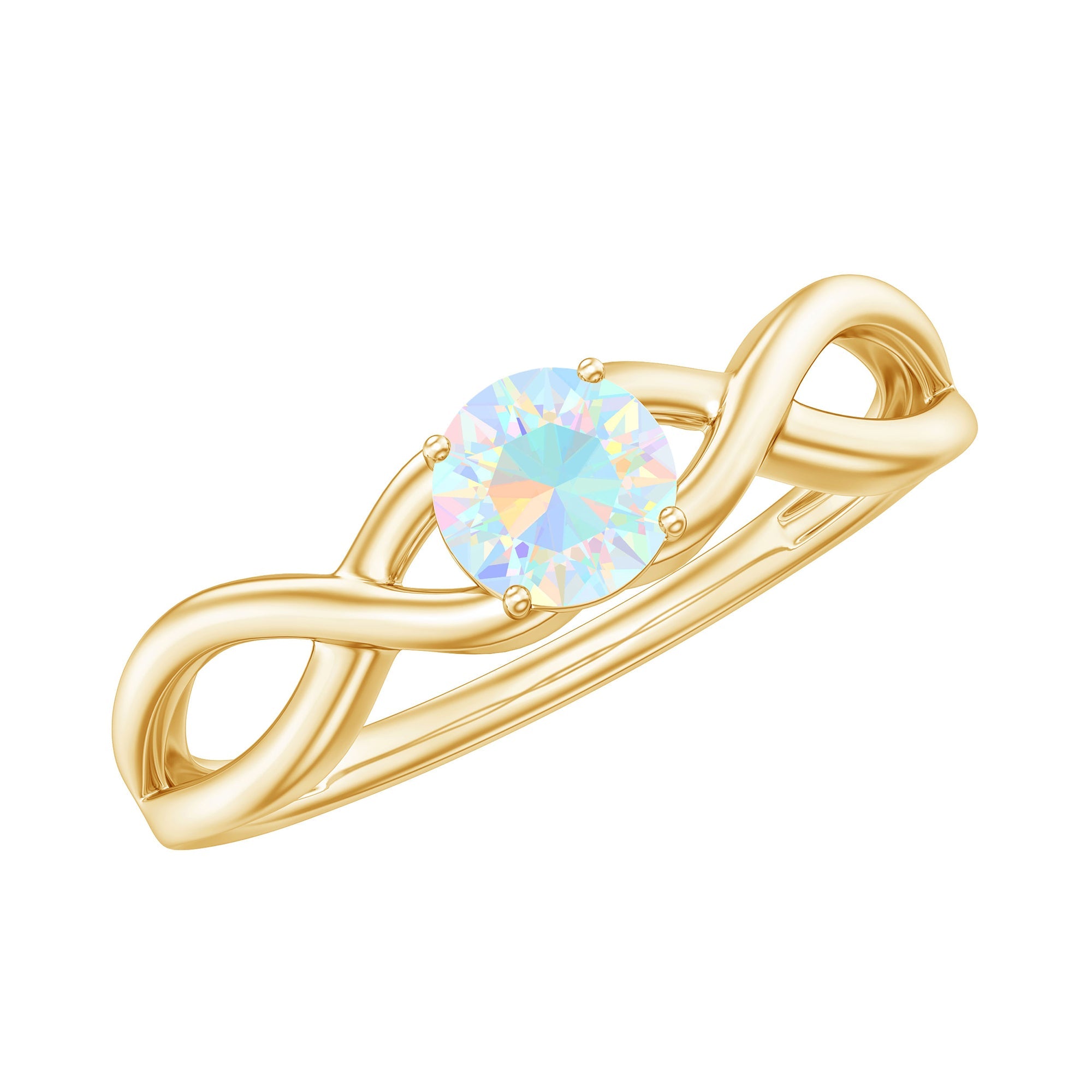 Natural Ethiopian Rainbow Opal Promise Ring with Crossover Shank | Rings | Wiccan Center