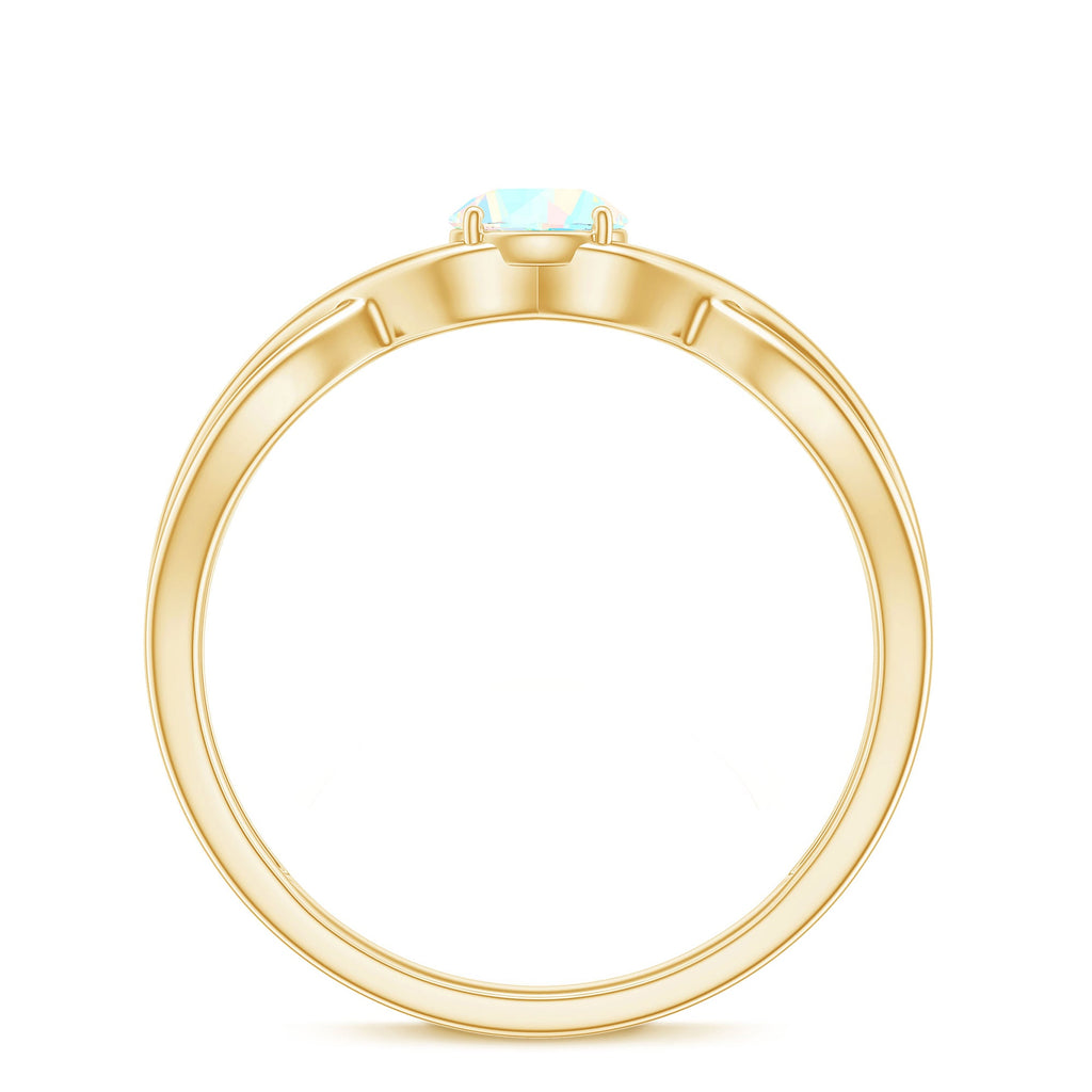 Natural Ethiopian Rainbow Opal Promise Ring with Crossover Shank