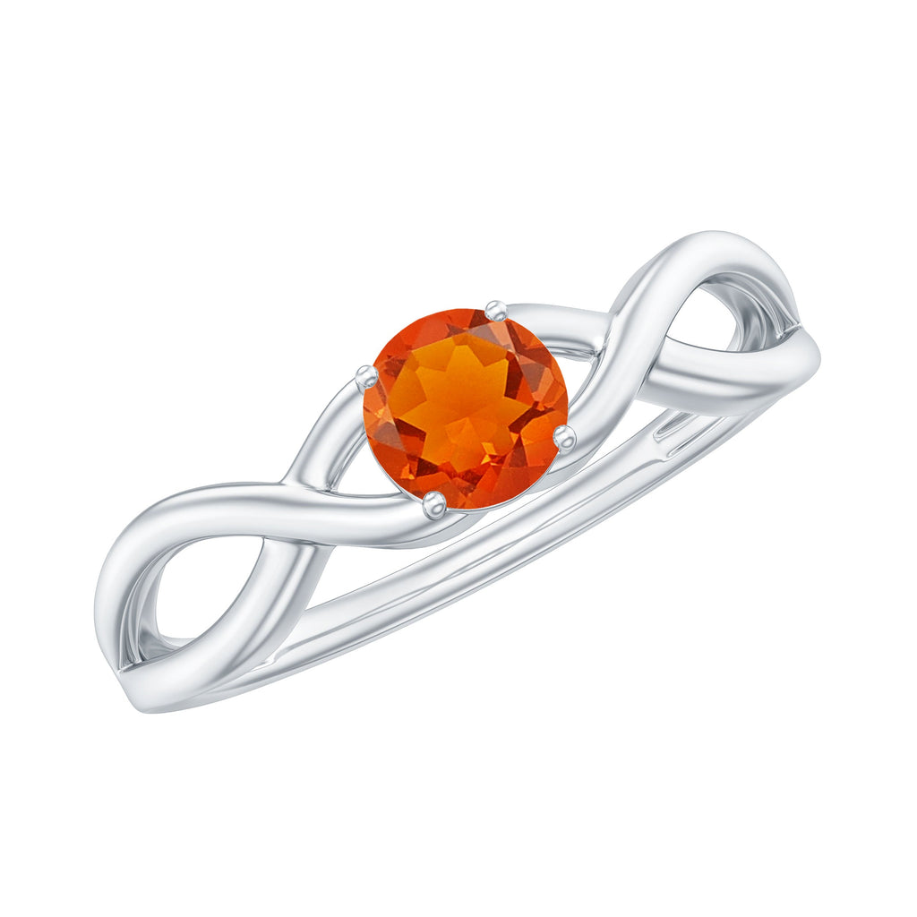 0.4 Carat Solitaire Fire Opal Crossover Engagement Ring