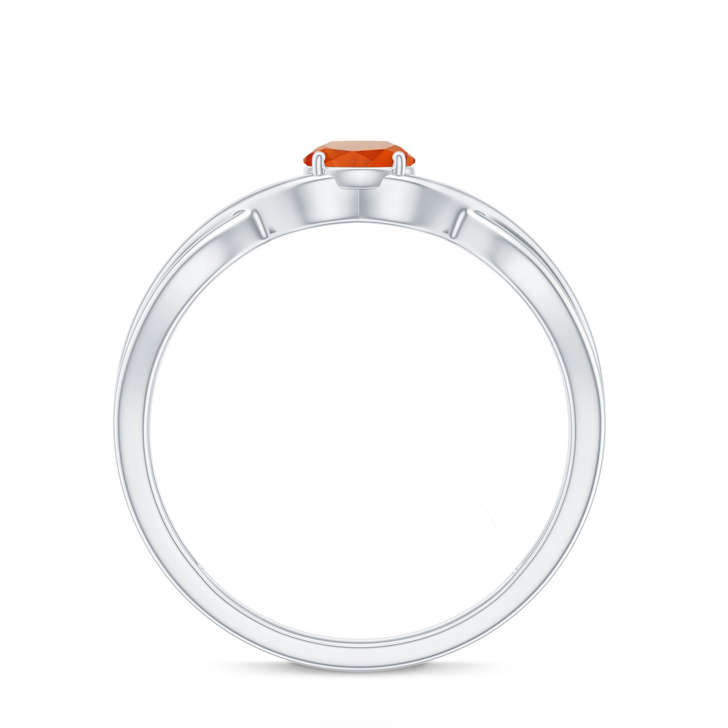 0.4 Carat Solitaire Fire Opal Crossover Engagement Ring