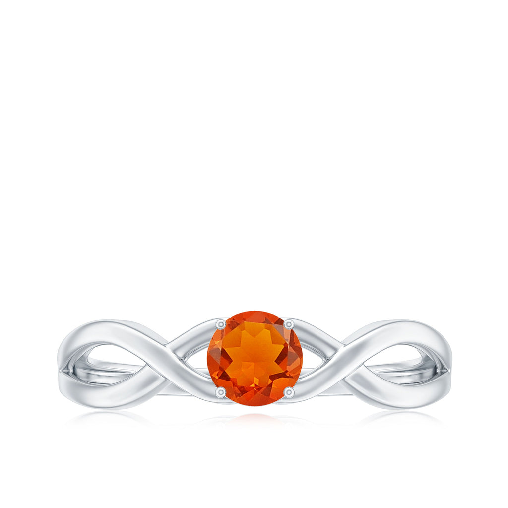0.4 Carat Solitaire Fire Opal Crossover Engagement Ring