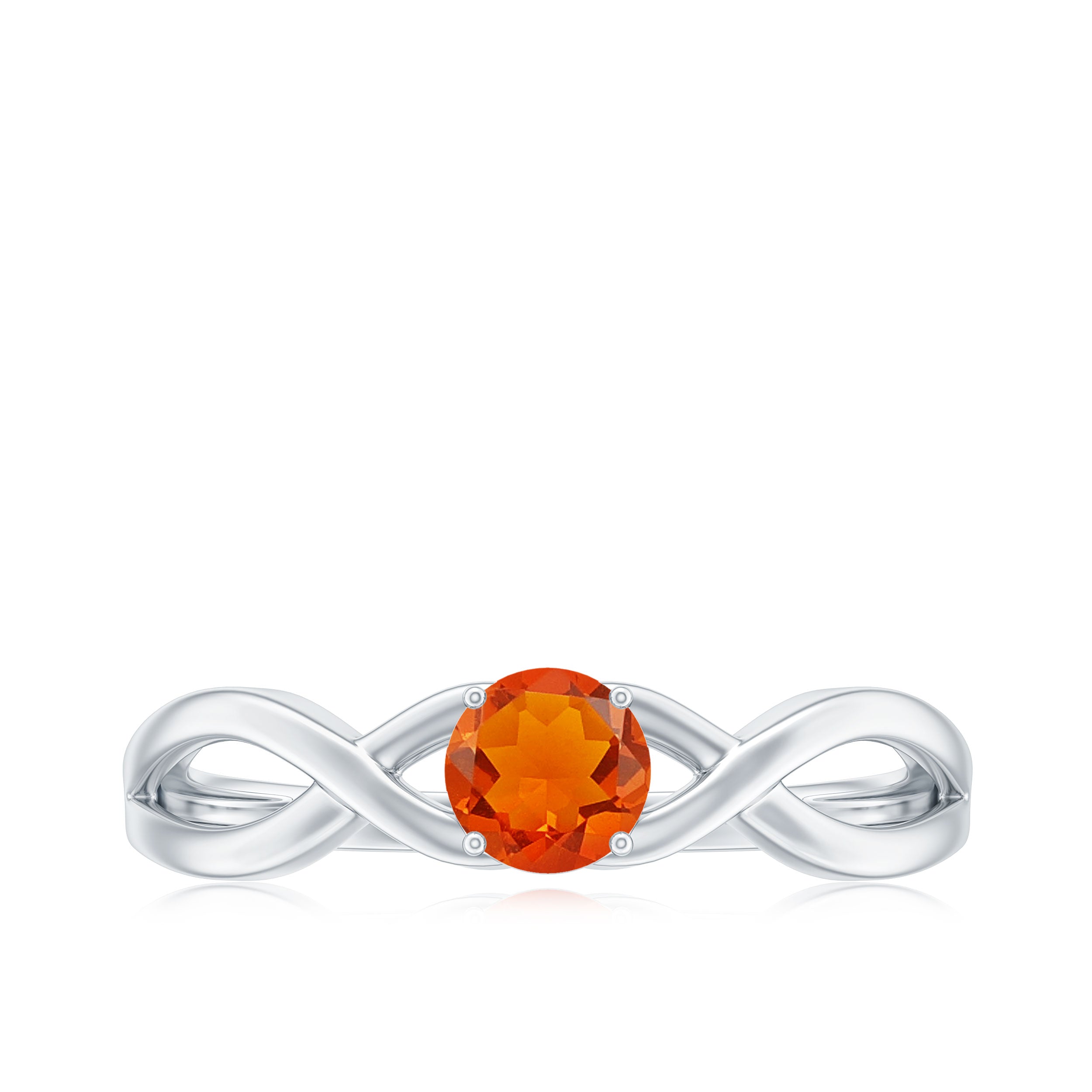 0.4 Carat Solitaire Fire Opal Crossover Engagement Ring
