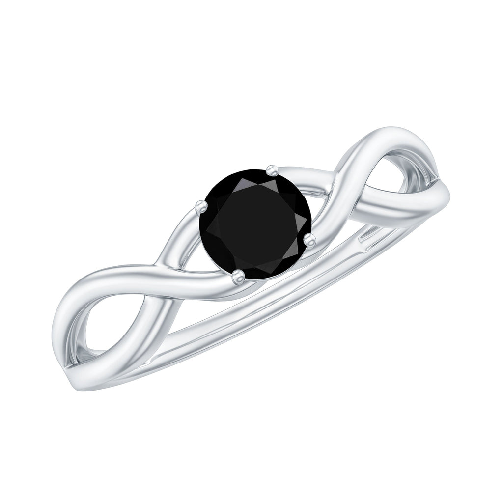 Natural Black Spinel Proposal Ring with Crossover Shank