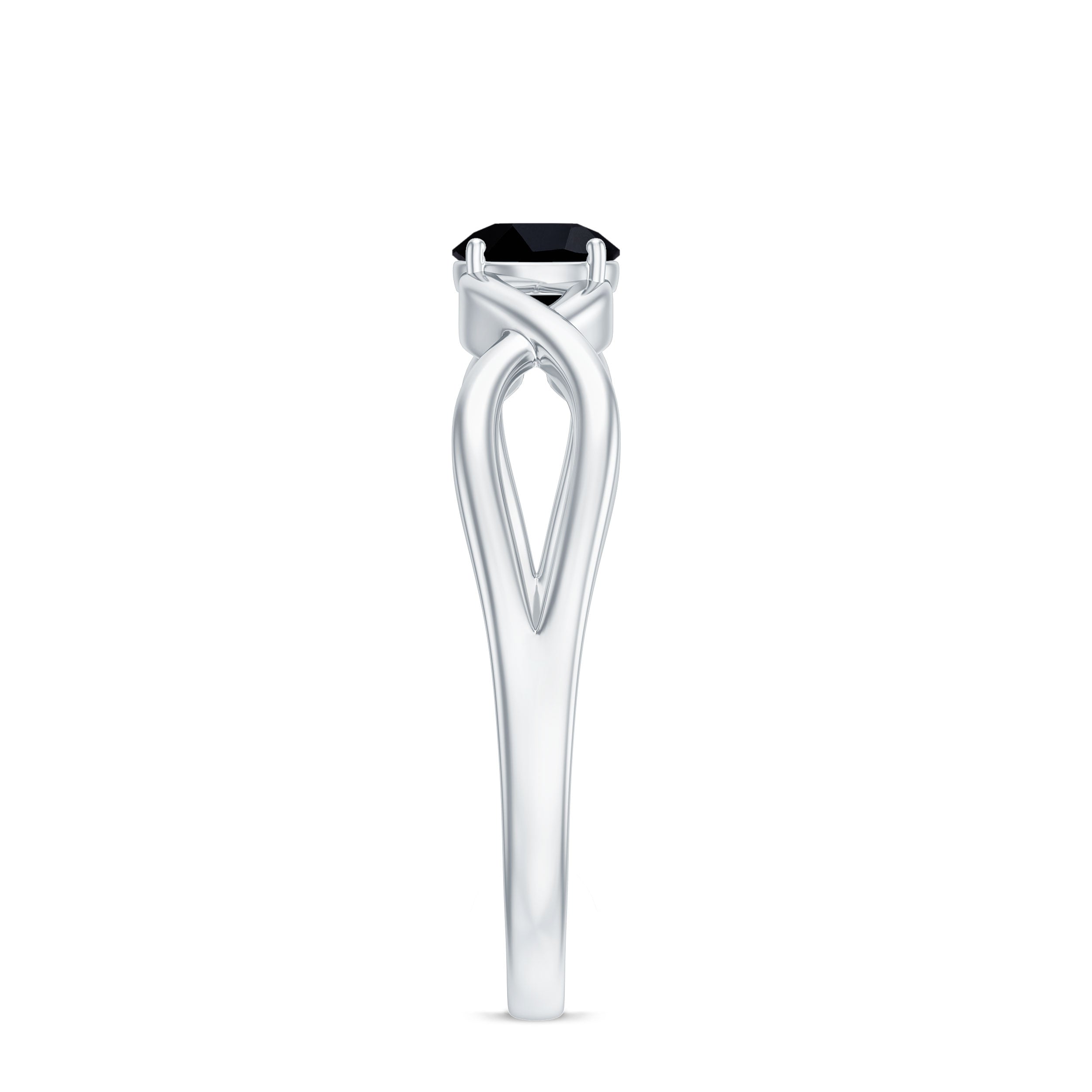 Natural Black Spinel Proposal Ring with Crossover Shank