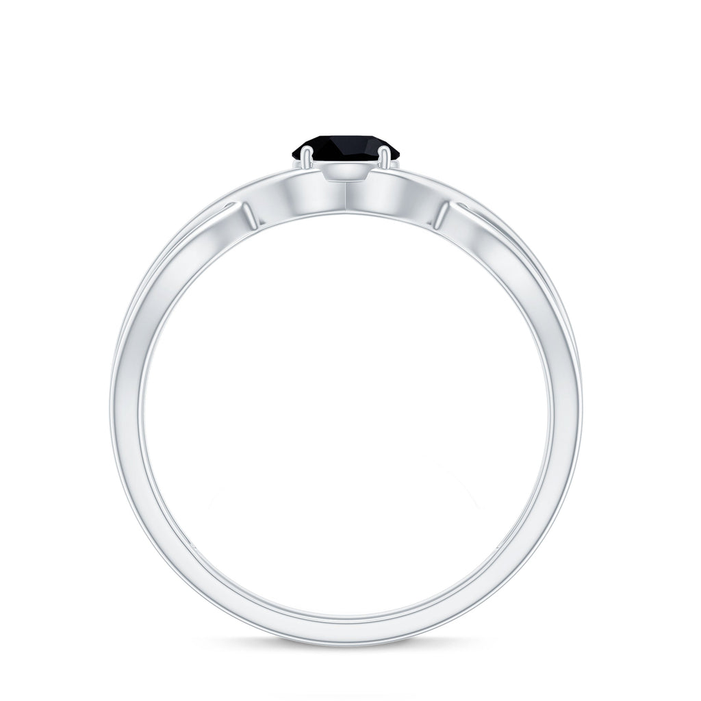 Natural Black Spinel Proposal Ring with Crossover Shank