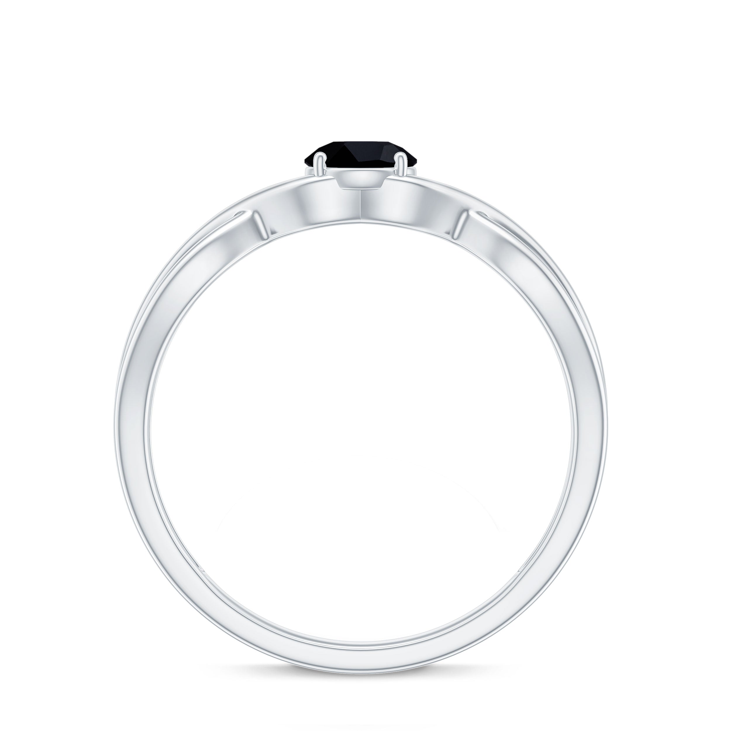 Natural Black Spinel Proposal Ring with Crossover Shank