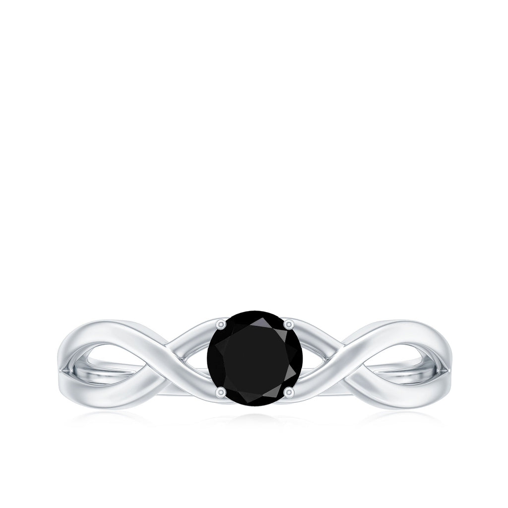 Natural Black Spinel Proposal Ring with Crossover Shank