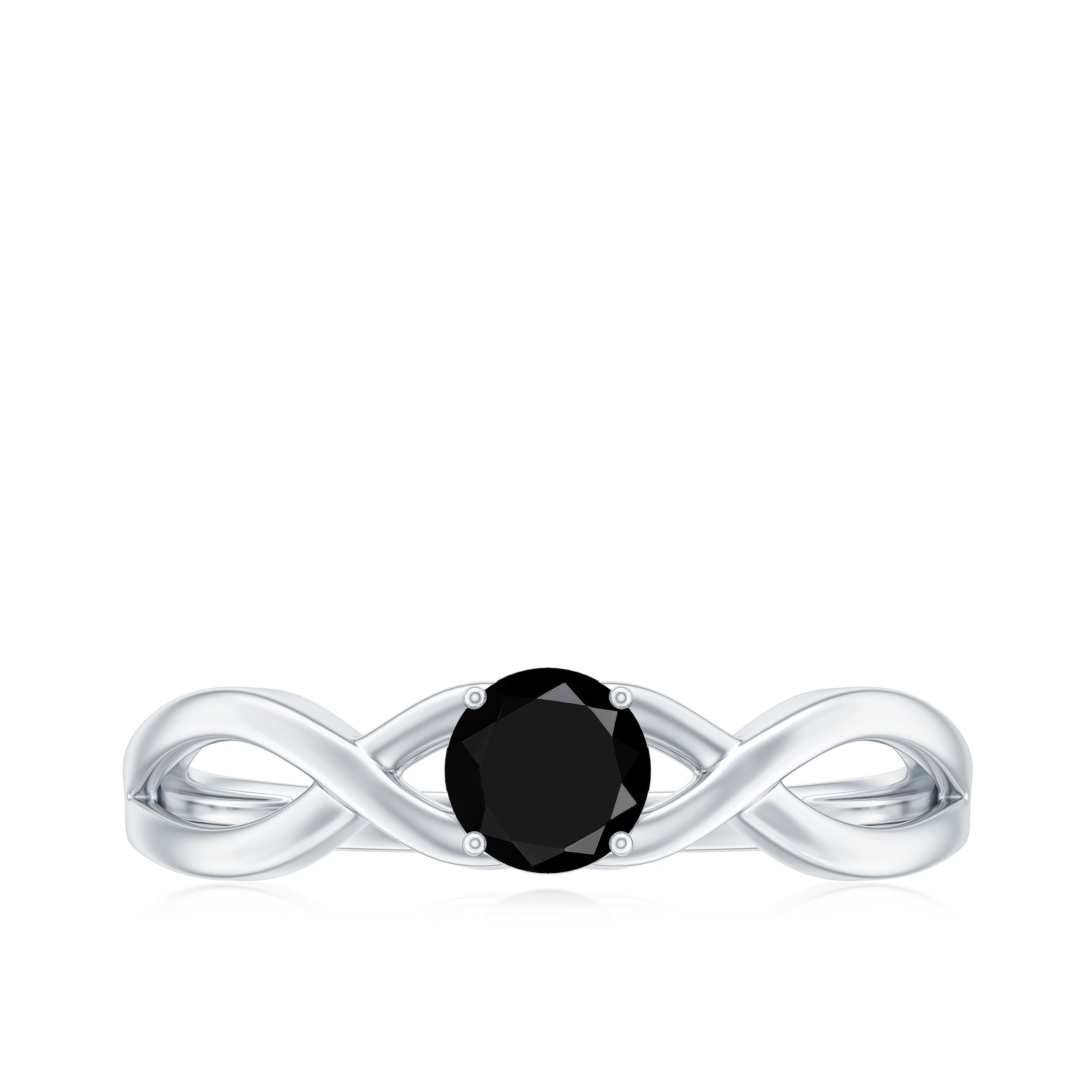Natural Black Spinel Proposal Ring with Crossover Shank