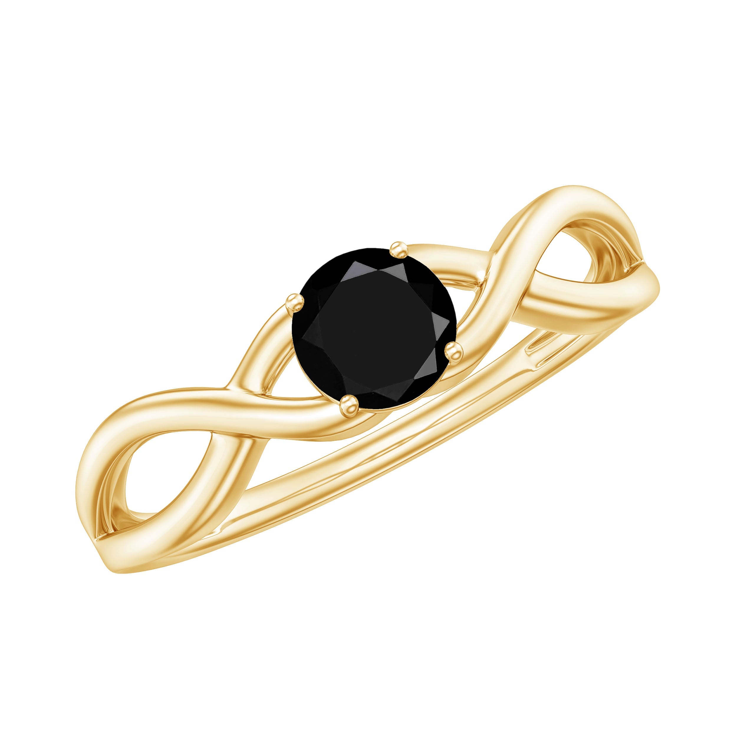 Natural Black Spinel Proposal Ring with Crossover Shank | Rings | Wiccan Center