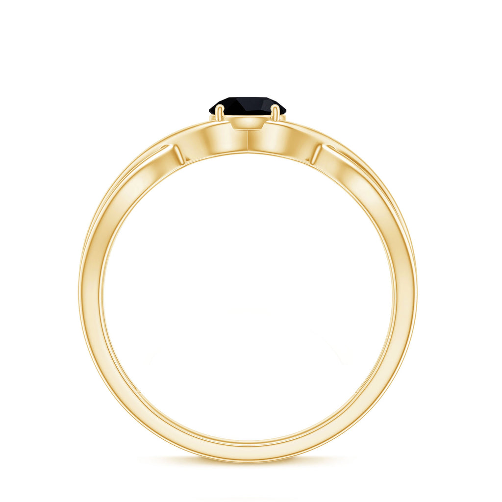 Natural Black Spinel Proposal Ring with Crossover Shank