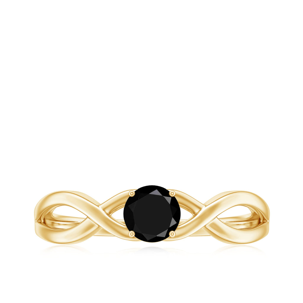 Natural Black Spinel Proposal Ring with Crossover Shank