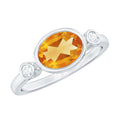 Natural 1 Carat Citrine Diamond Oval Engagement Ring in Bezel Set