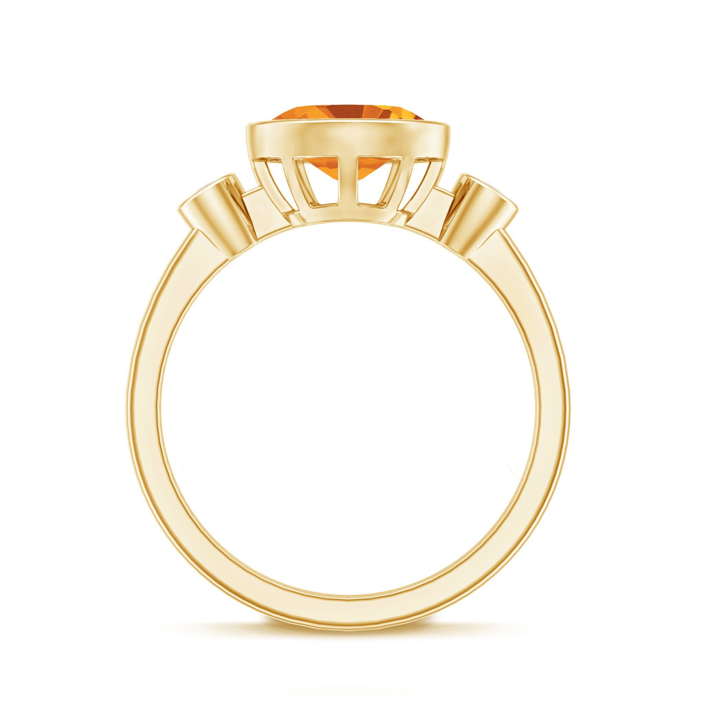 Natural 1 Carat Citrine Diamond Oval Engagement Ring in Bezel Set
