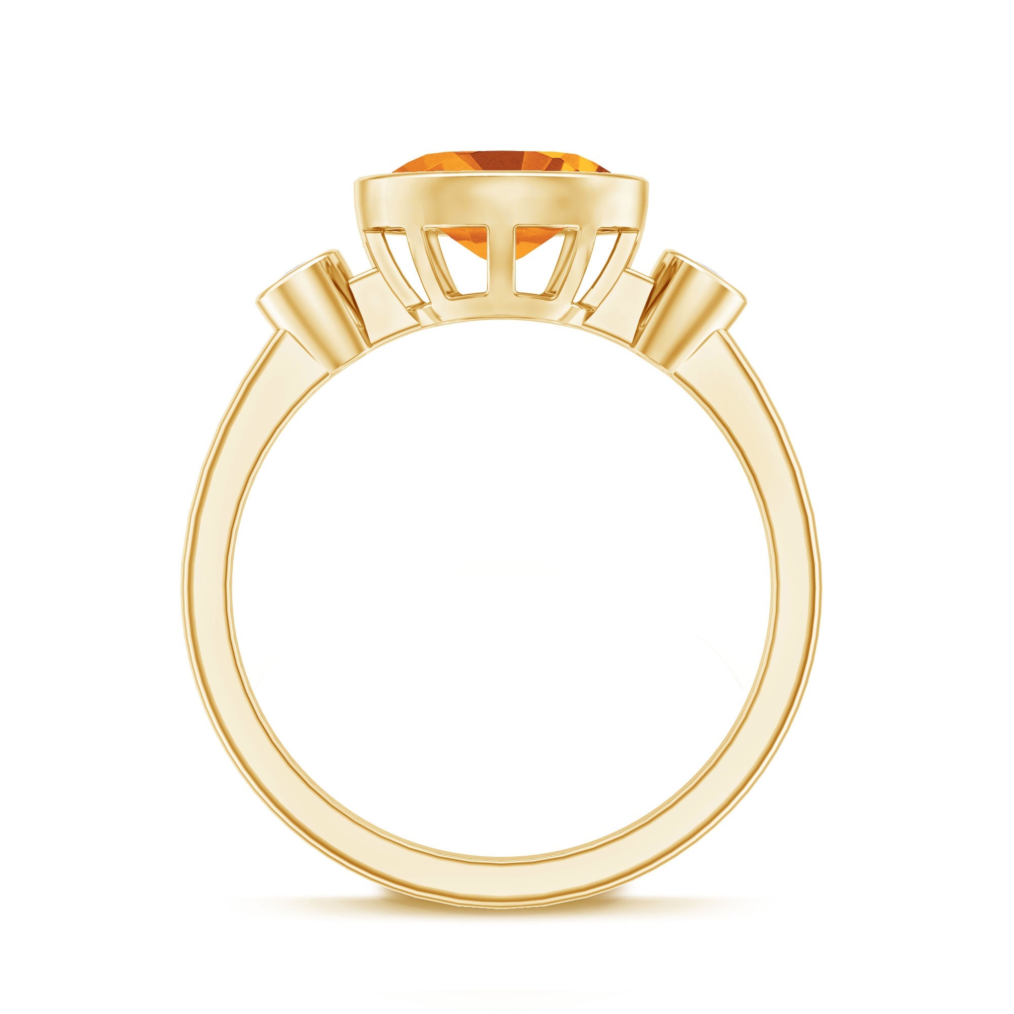 Natural 1 Carat Citrine Diamond Oval Engagement Ring in Bezel Set