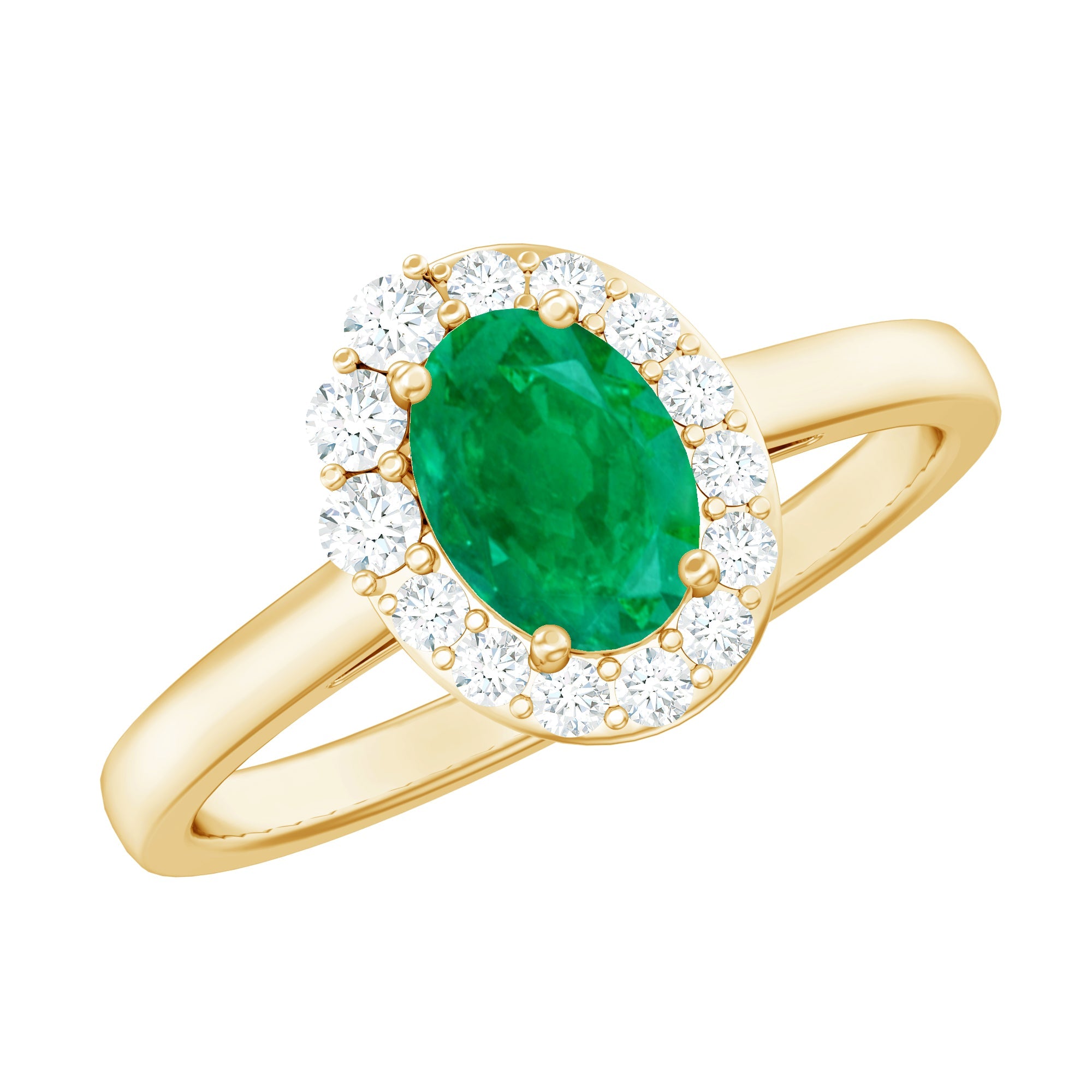 Natural Emerald Oval Engagement Ring with Diamond Halo | Rings | Wiccan Center