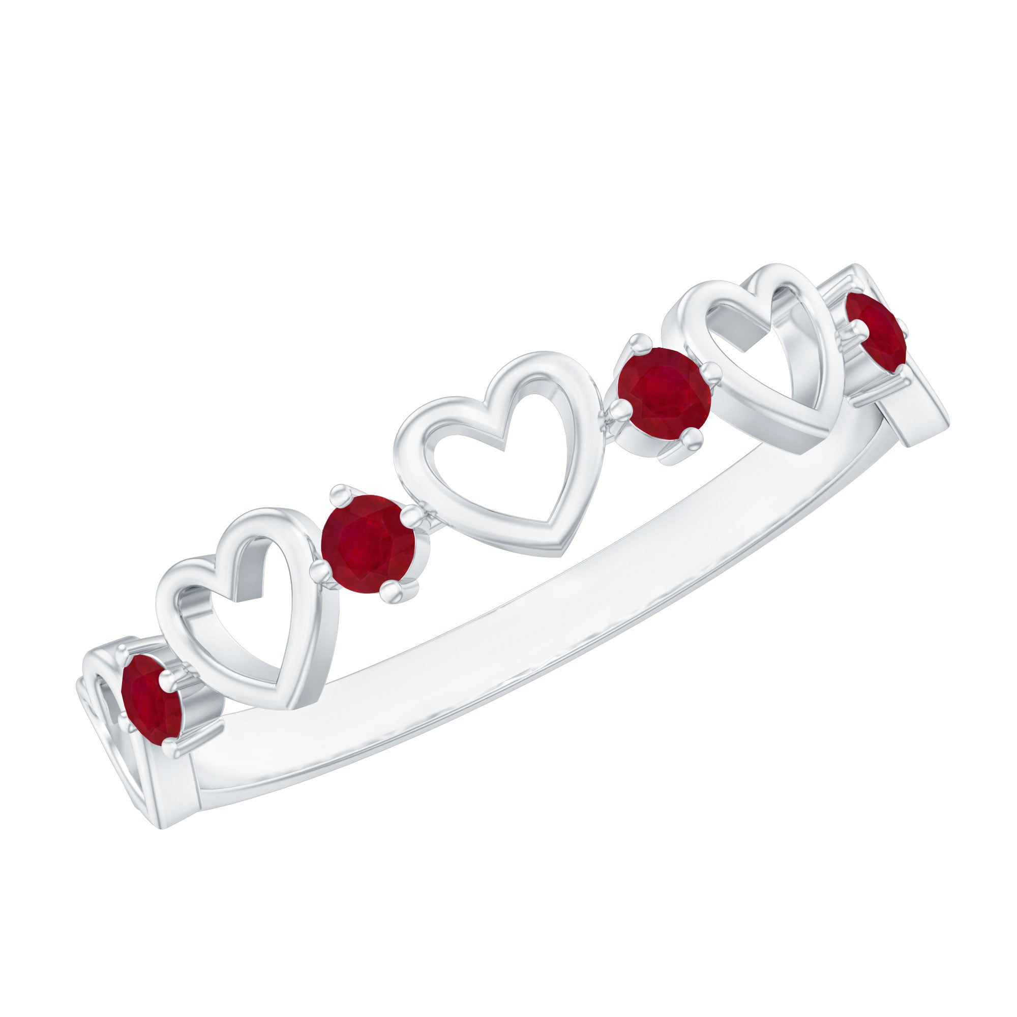 Natural Ruby Heart Eternity Ring for Promise