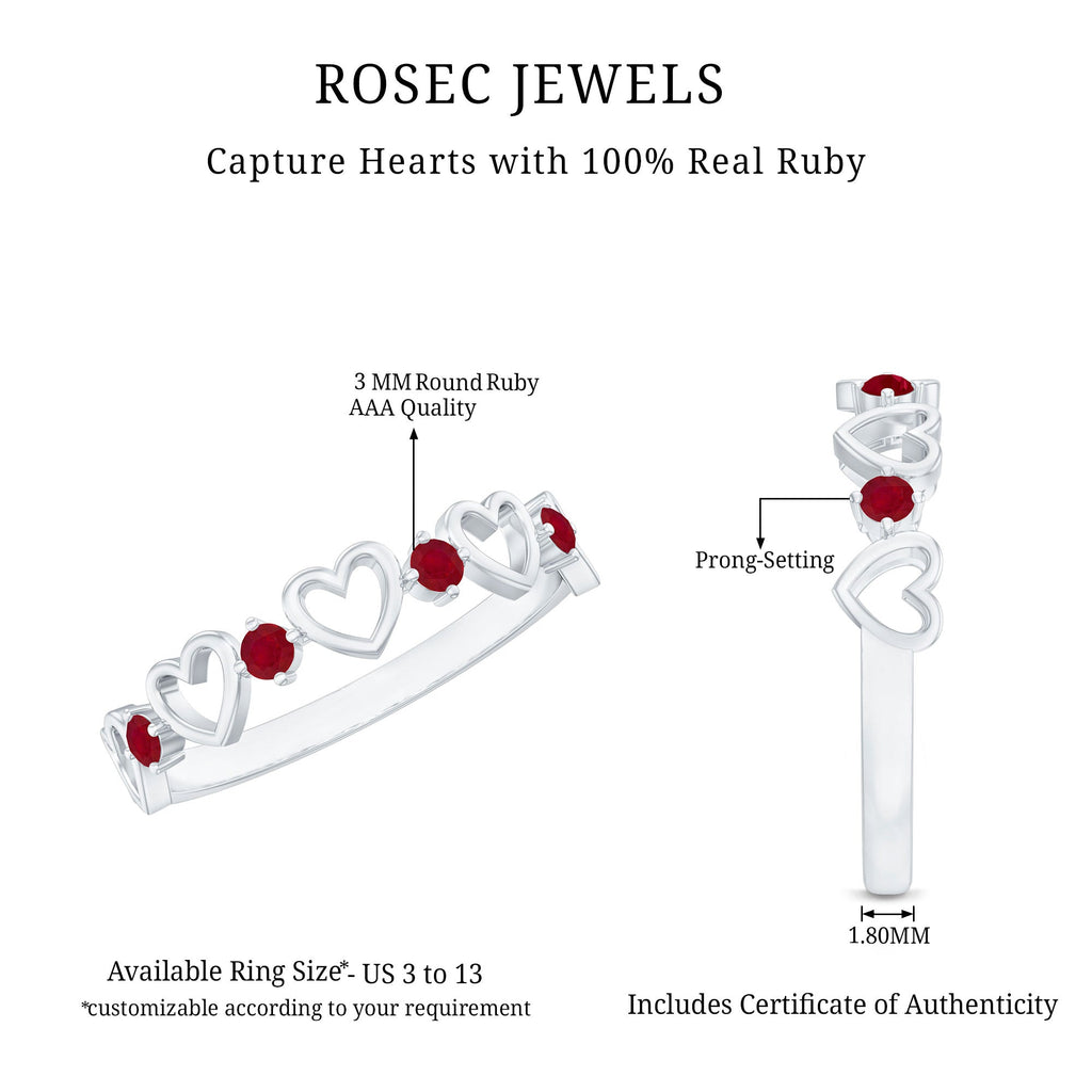 Natural Ruby Heart Eternity Ring for Promise