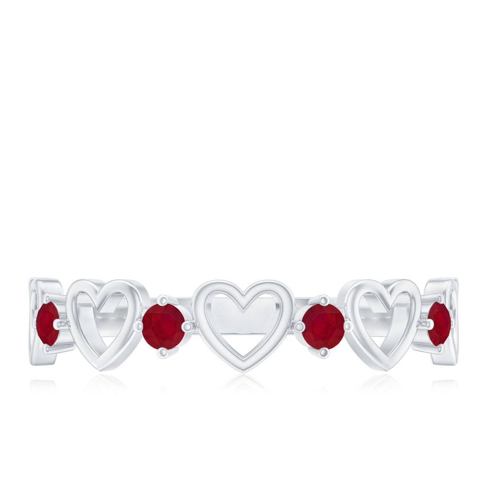 Natural Ruby Heart Eternity Ring for Promise
