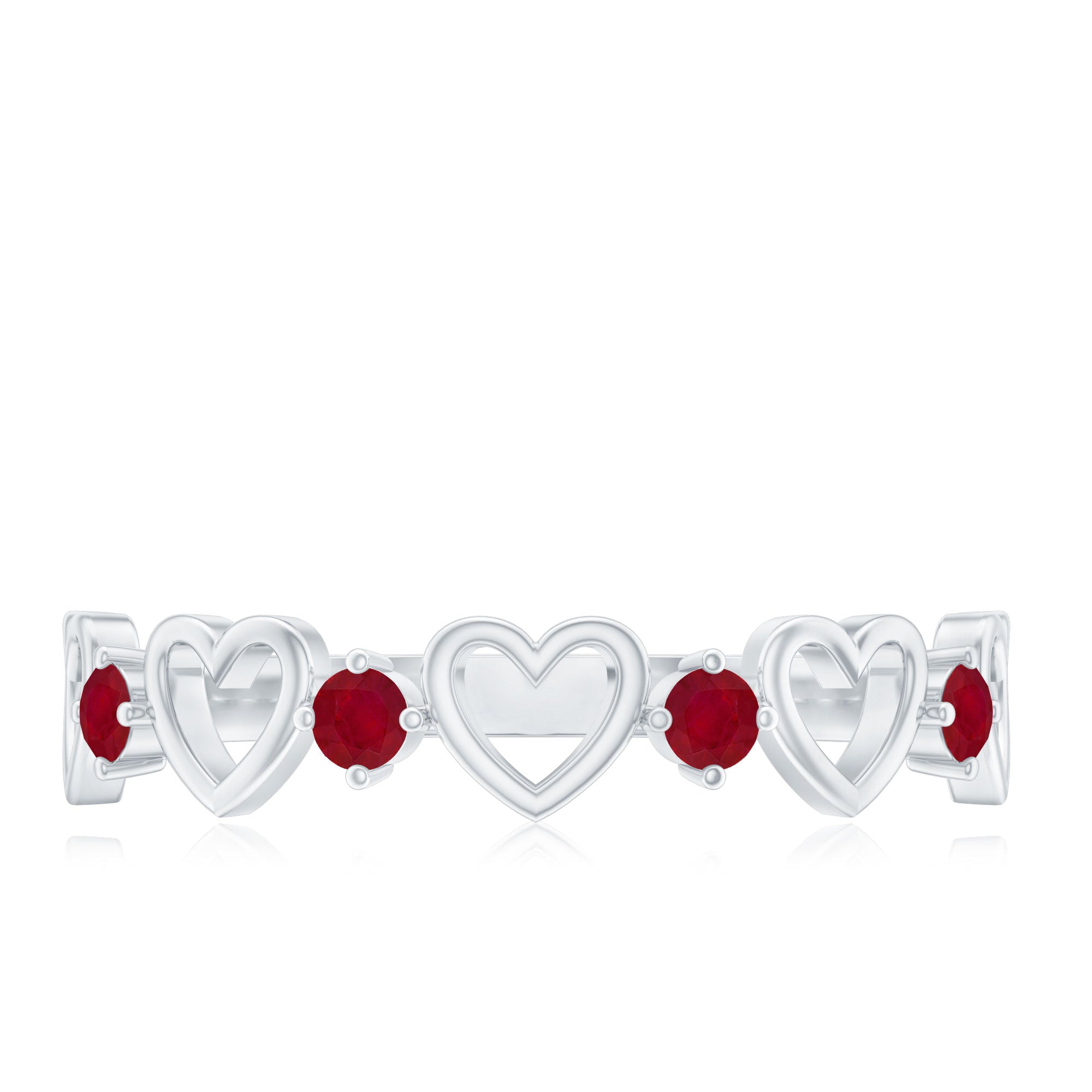 Natural Ruby Heart Eternity Ring for Promise