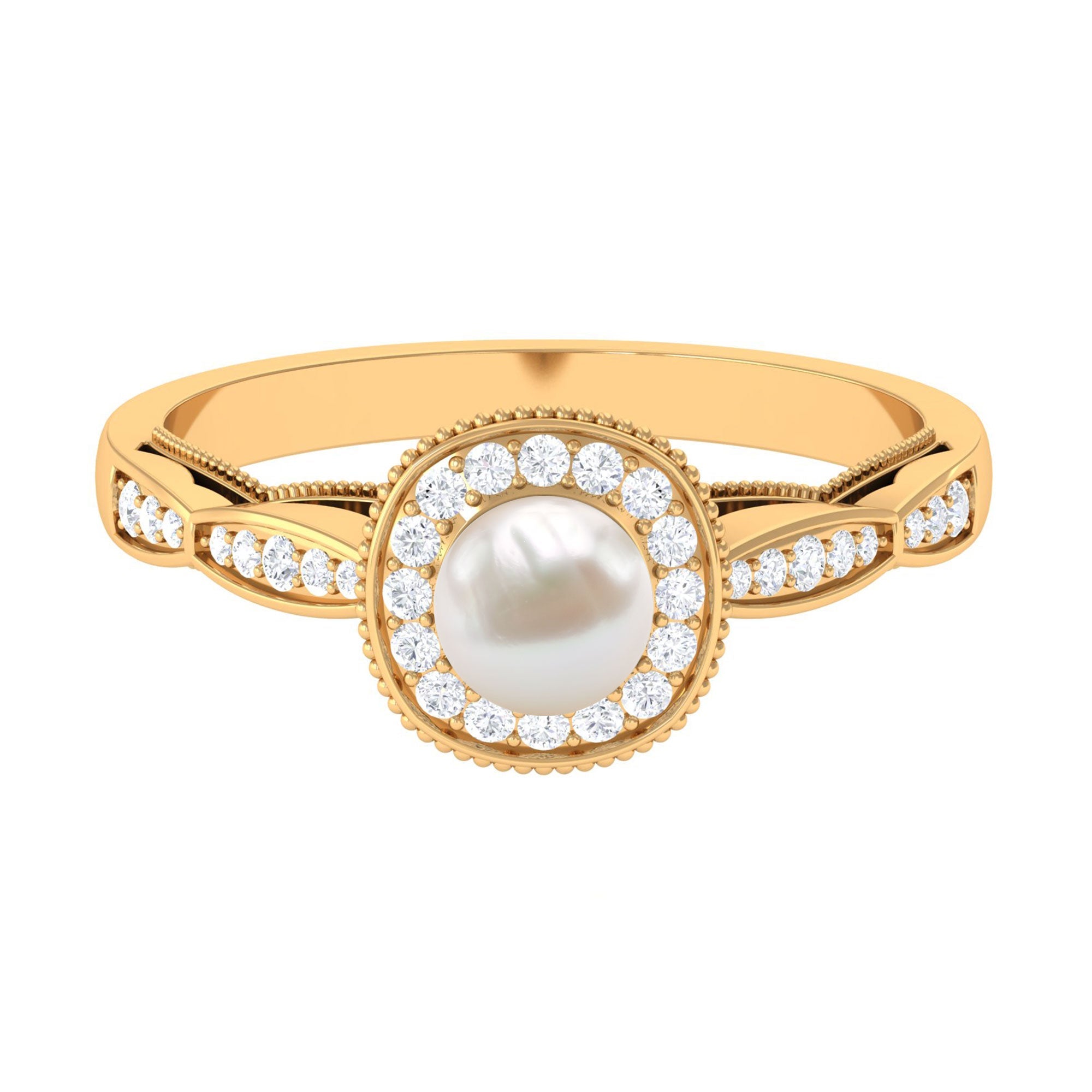 2 Carat Freshwater Pearl and Diamond Engagement Ring | Rings | Wiccan Center