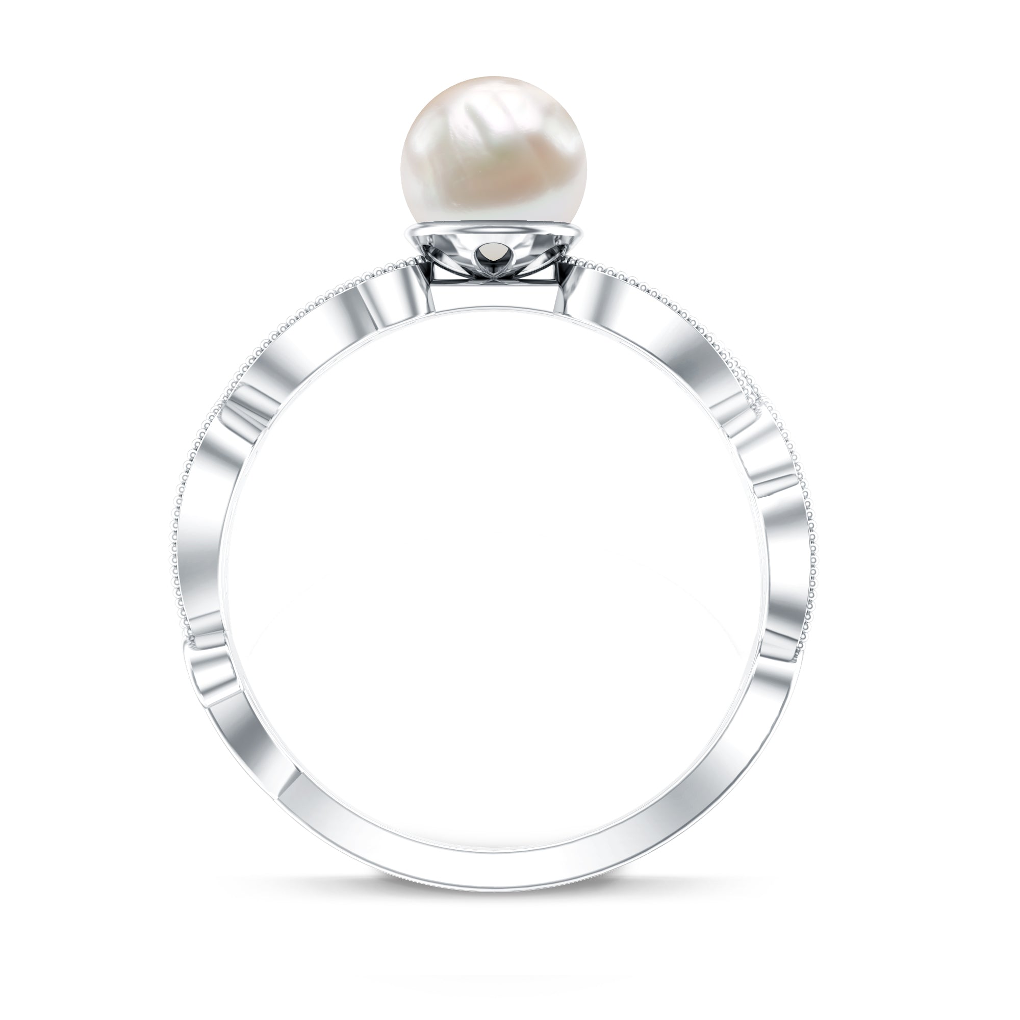 2.2 Carat Freshwater Pearl Vintage Looking Engagement Ring with Diamond
