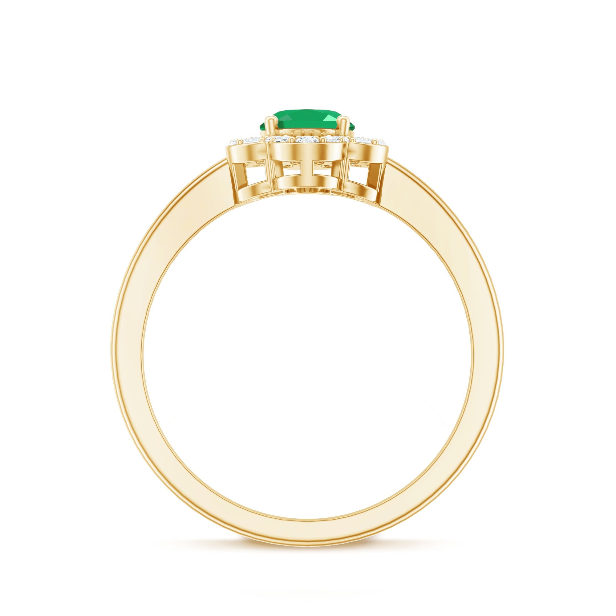 Natural 0.7 Carat Oval Emerald Engagement Ring with Diamond
