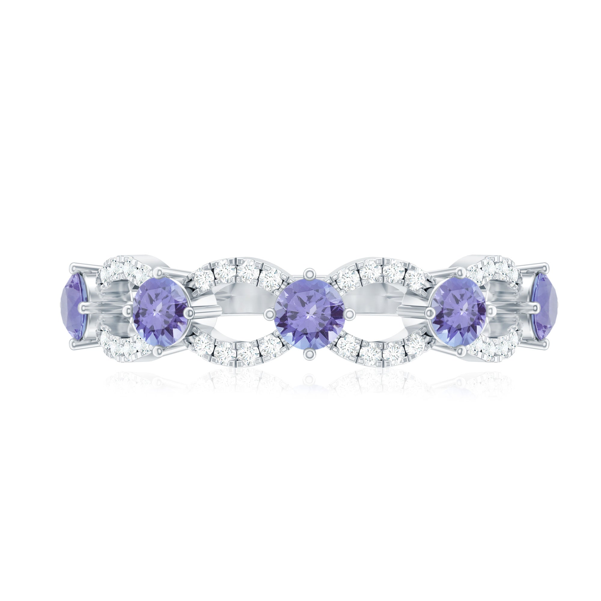 Real Tanzanite Diamond Half Eternity Ring for Women