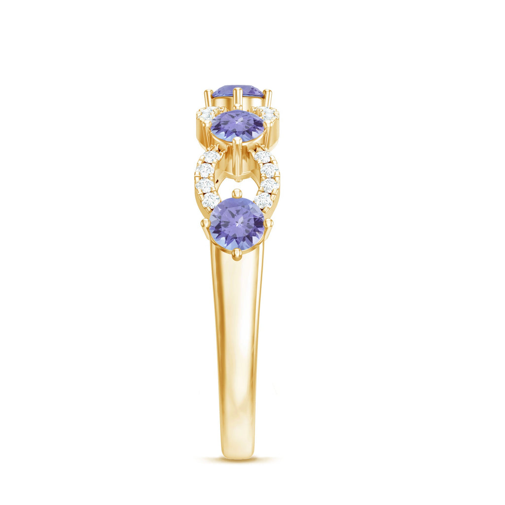 Real Tanzanite Diamond Half Eternity Ring for Women