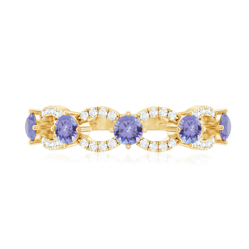 Real Tanzanite Diamond Half Eternity Ring for Women