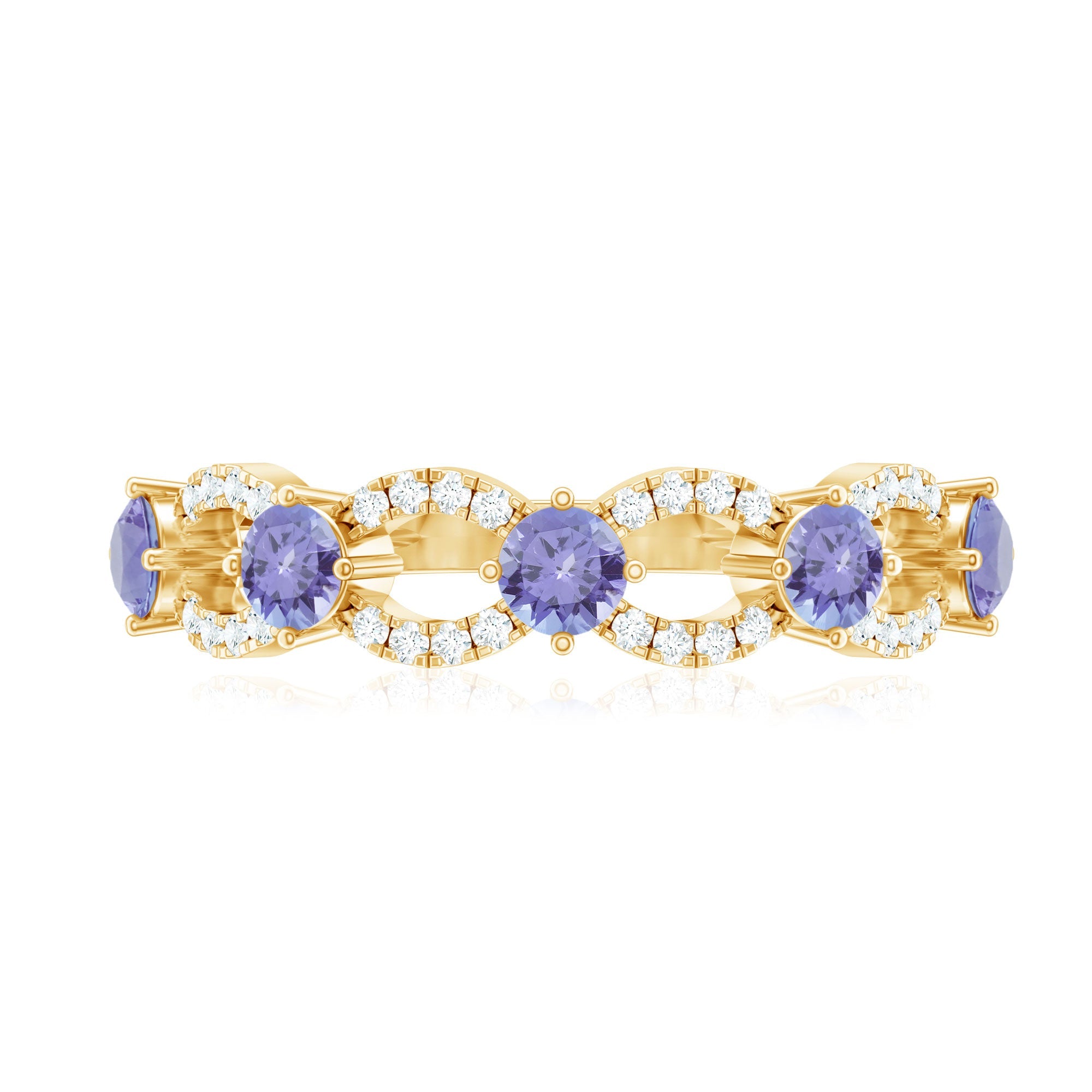 Real Tanzanite Diamond Half Eternity Ring for Women