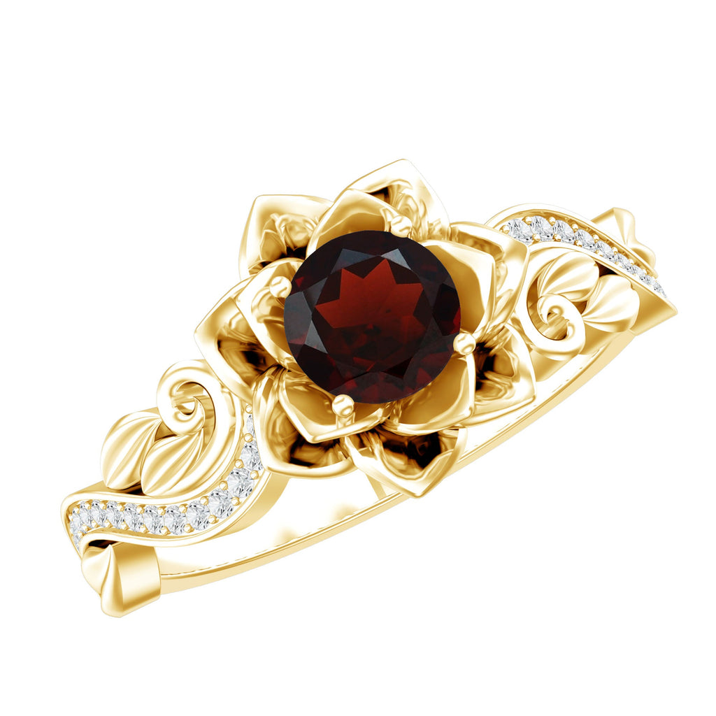 Real Garnet Vintage Engagement Ring in 14K Yellow Gold Plated Silver | Rings | Wiccan Center