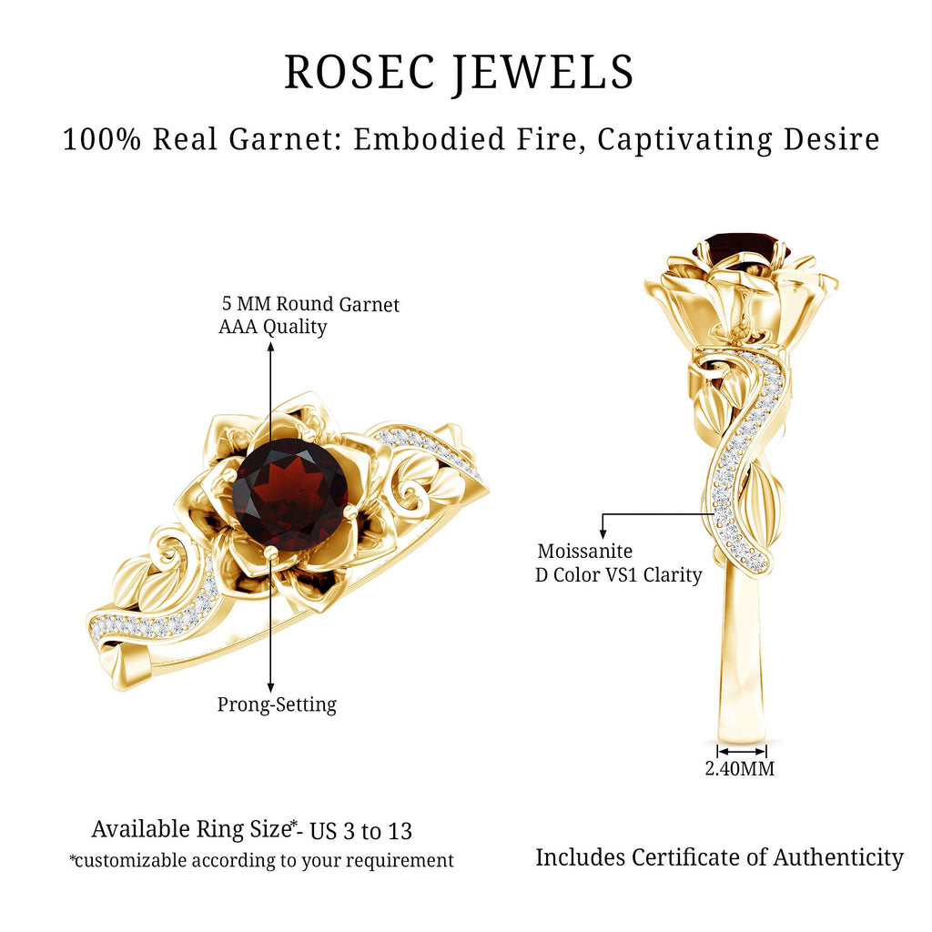 Real Garnet Vintage Engagement Ring in 14K Yellow Gold Plated Silver | Rings | Wiccan Center