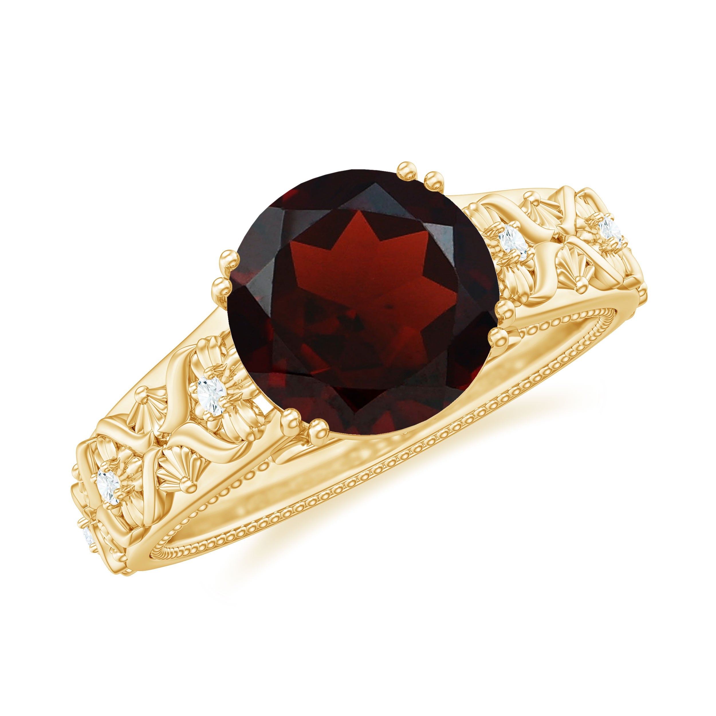 Vintage Looking Garnet Diamond Engagement Ring | Rings | Wiccan Center