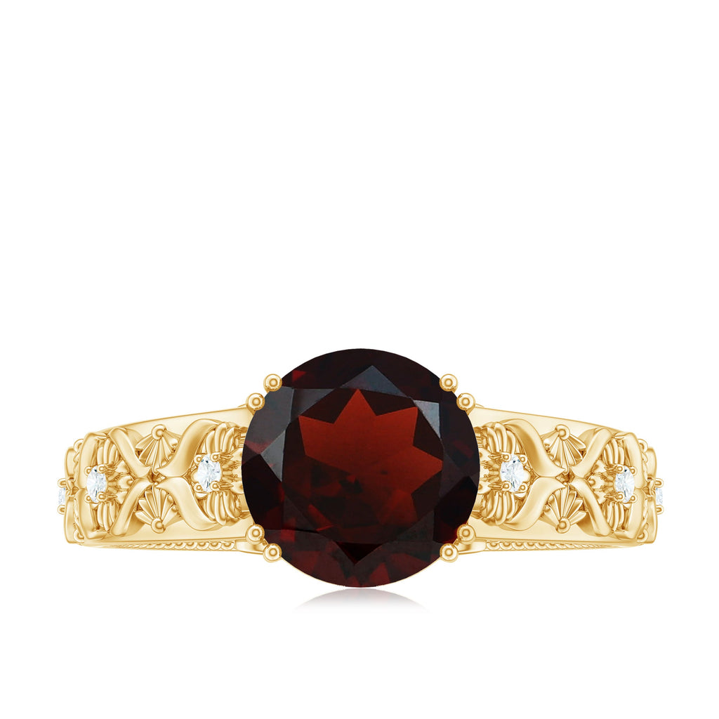 Vintage Looking Garnet Diamond Engagement Ring