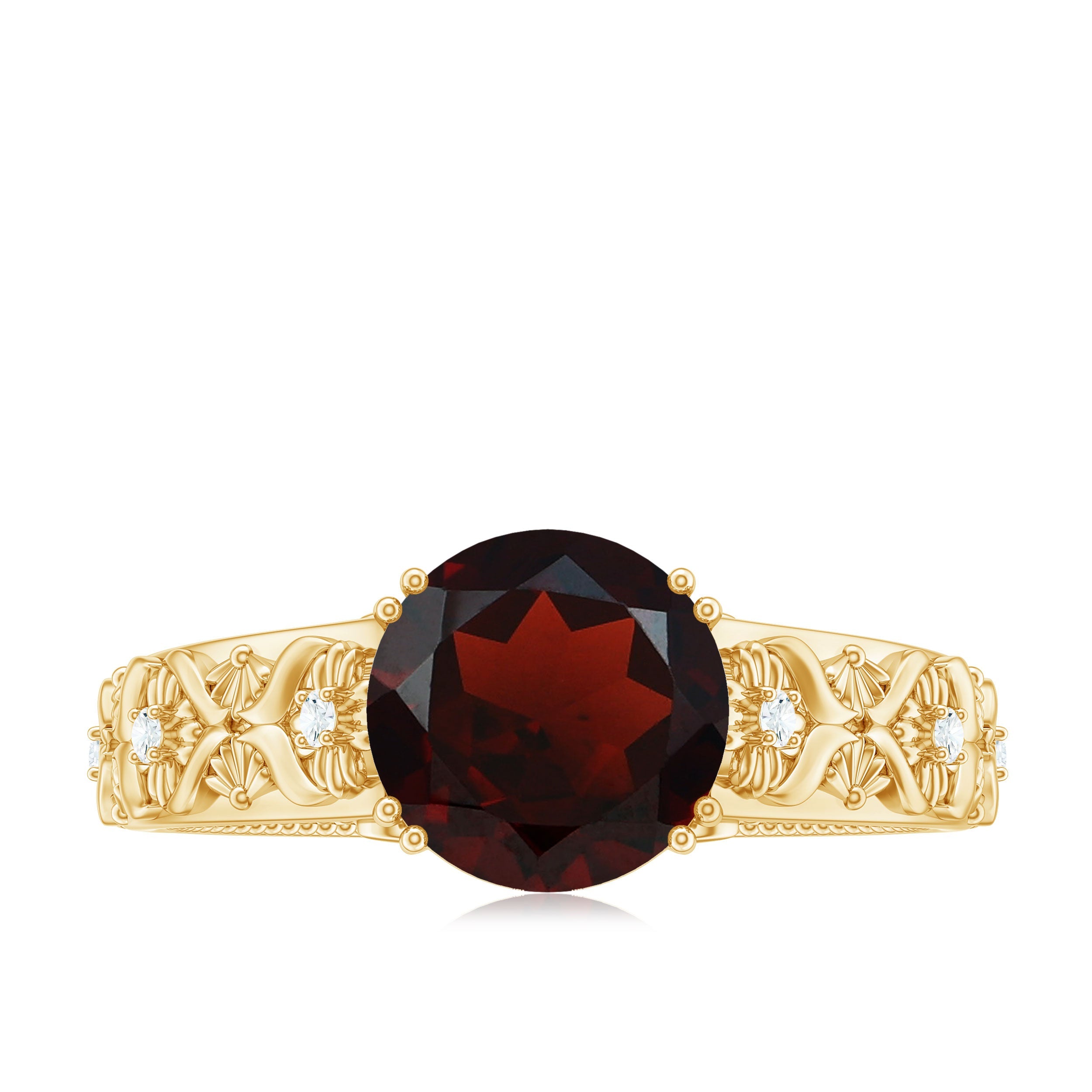 Vintage Looking Garnet Diamond Engagement Ring