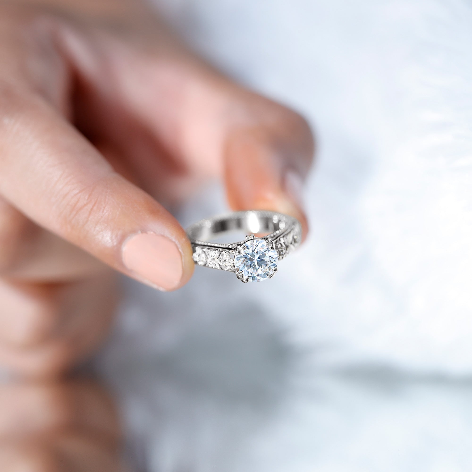 2 Carat Moissanite Double Prong Vintage Engagement Ring